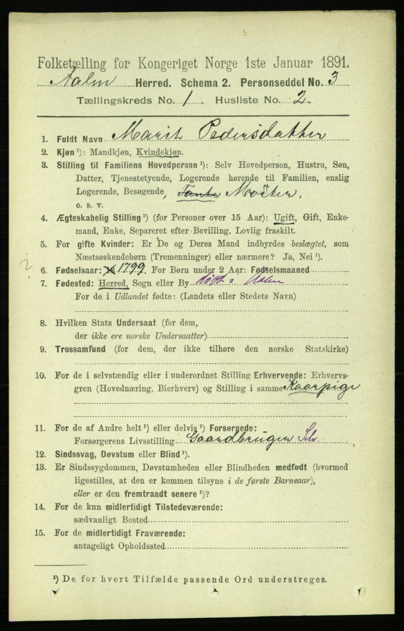 RA, 1891 census for 1644 Ålen, 1891, p. 76