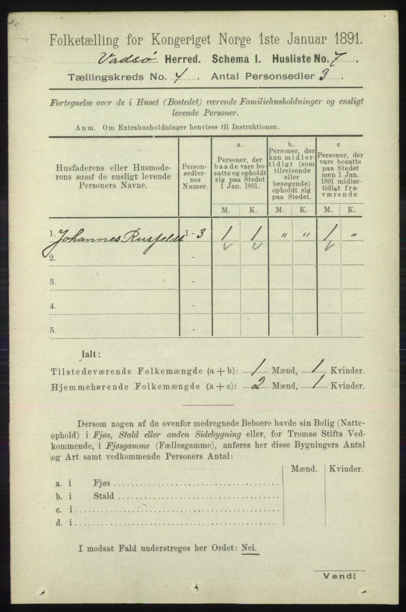 RA, 1891 census for 2029 Vadsø, 1891, p. 1150