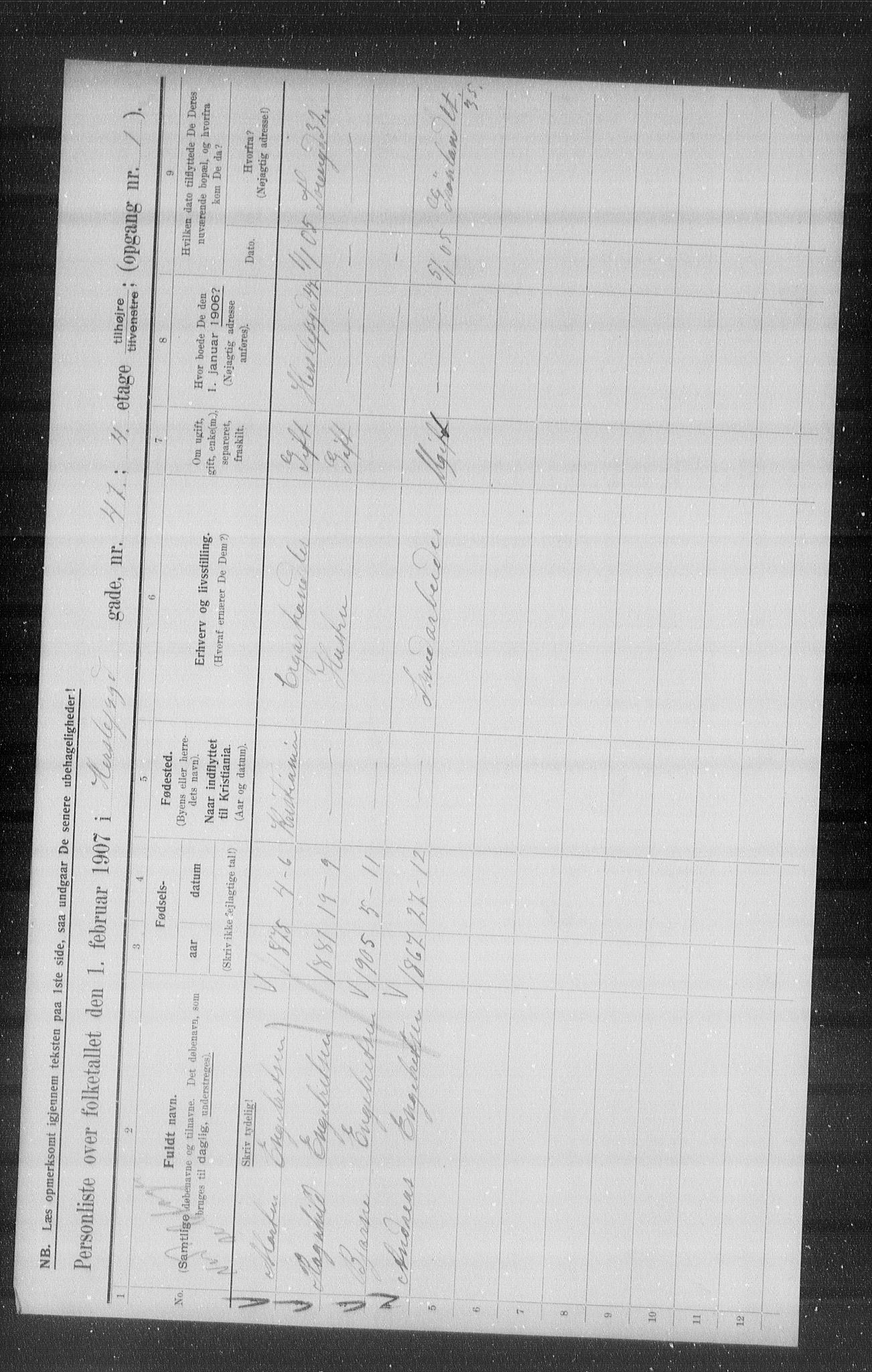 OBA, Municipal Census 1907 for Kristiania, 1907, p. 20474