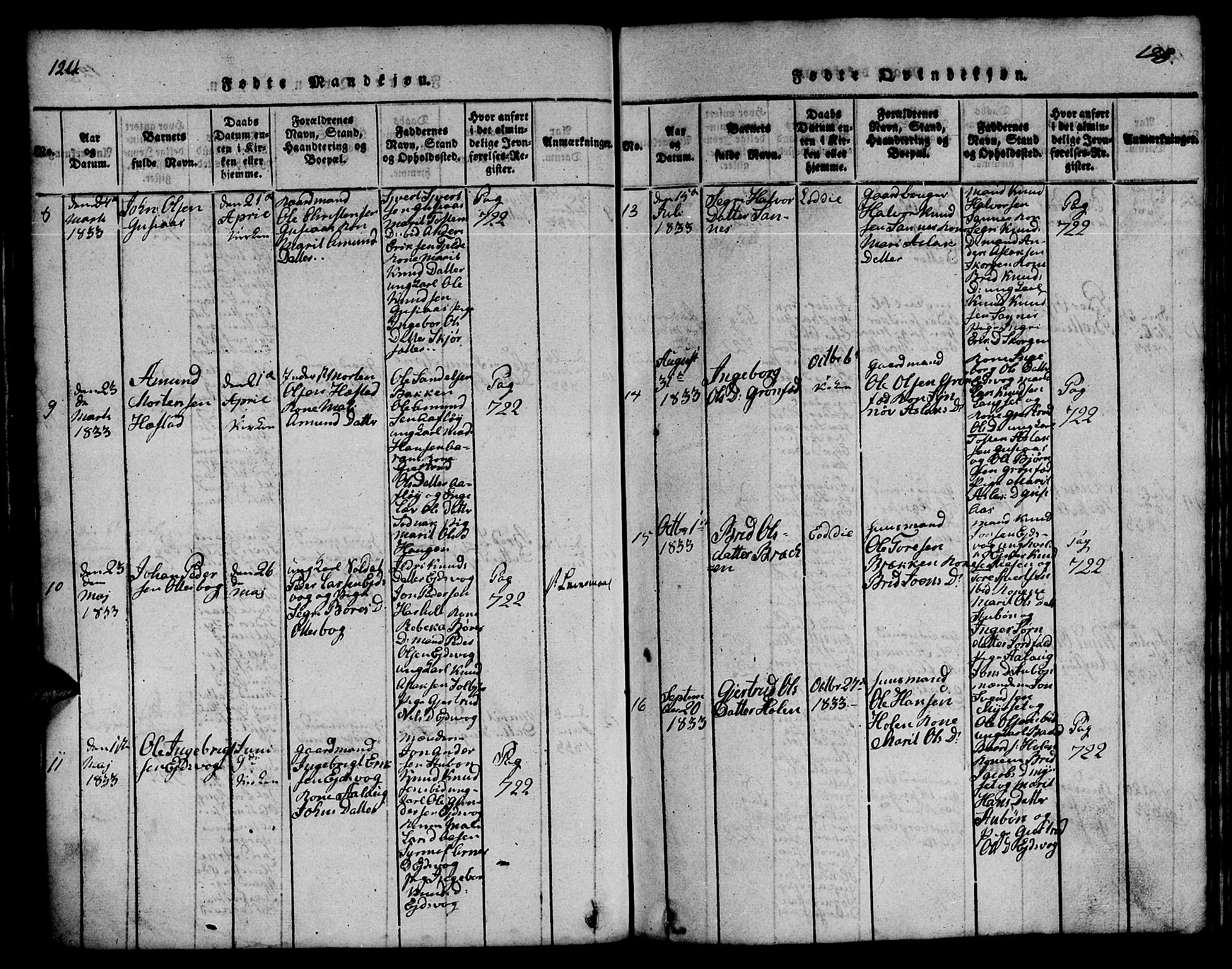 Ministerialprotokoller, klokkerbøker og fødselsregistre - Møre og Romsdal, SAT/A-1454/551/L0629: Parish register (copy) no. 551C01, 1818-1839, p. 124-125