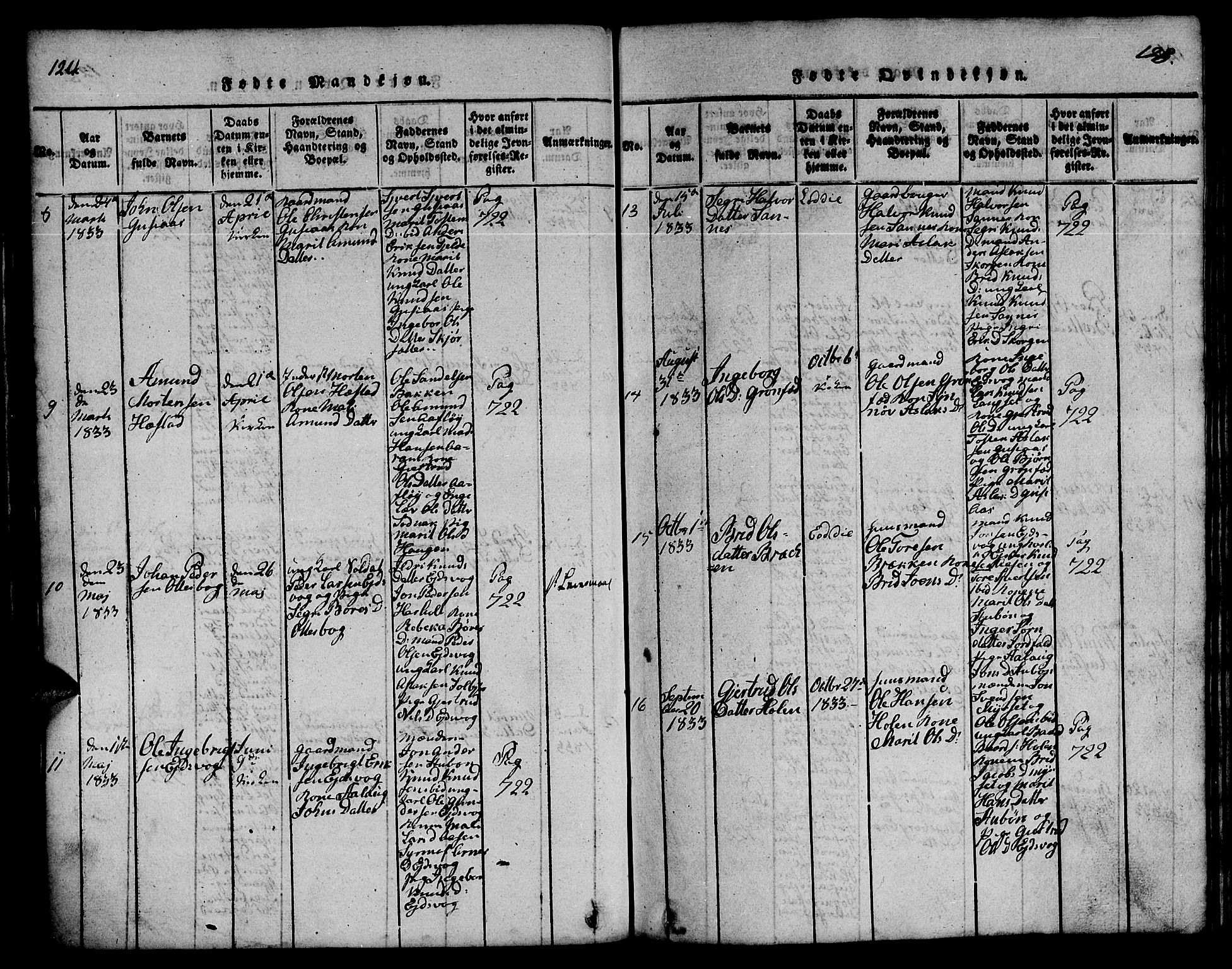 Ministerialprotokoller, klokkerbøker og fødselsregistre - Møre og Romsdal, AV/SAT-A-1454/551/L0629: Parish register (copy) no. 551C01, 1818-1839, p. 124-125