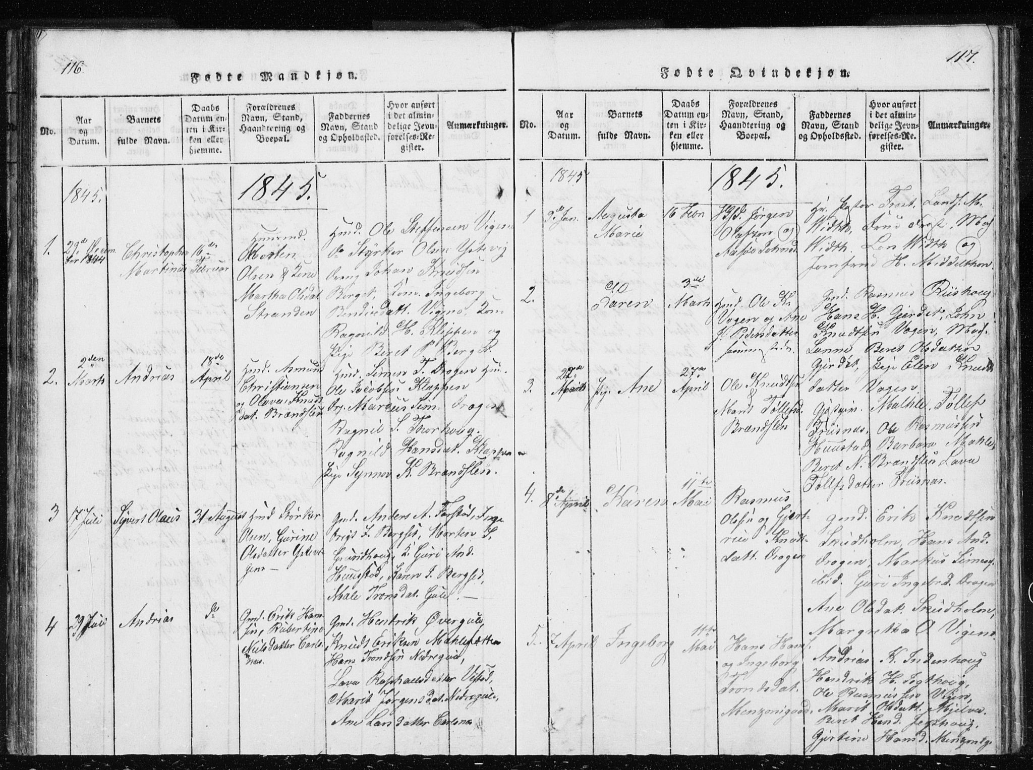 Ministerialprotokoller, klokkerbøker og fødselsregistre - Møre og Romsdal, AV/SAT-A-1454/566/L0772: Parish register (copy) no. 566C01, 1818-1845, p. 116-117