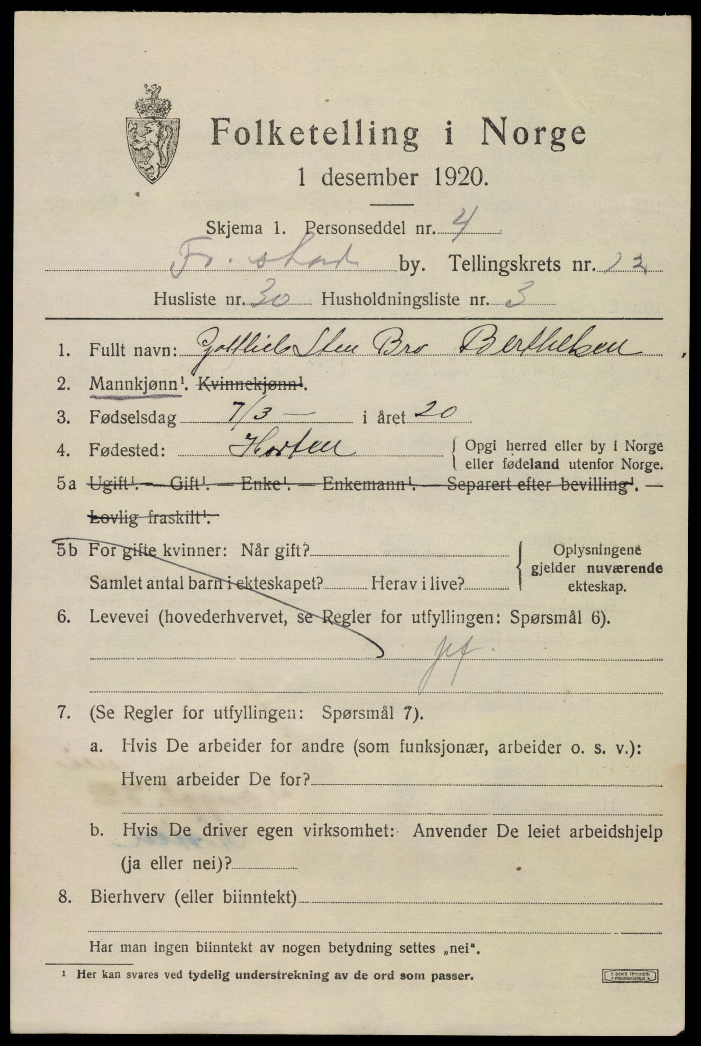 SAO, 1920 census for Fredrikstad, 1920, p. 31065