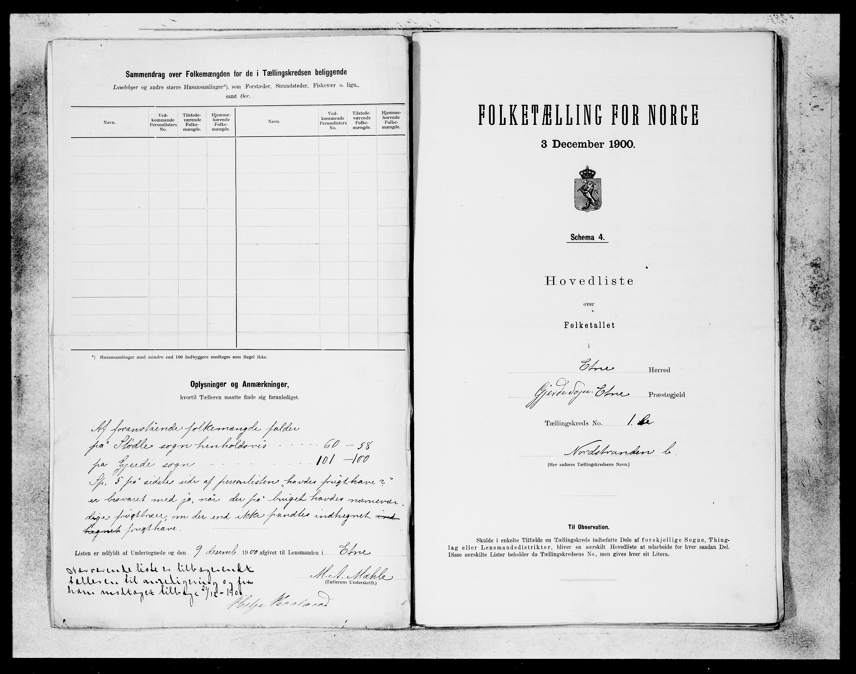 SAB, 1900 census for Etne, 1900, p. 3