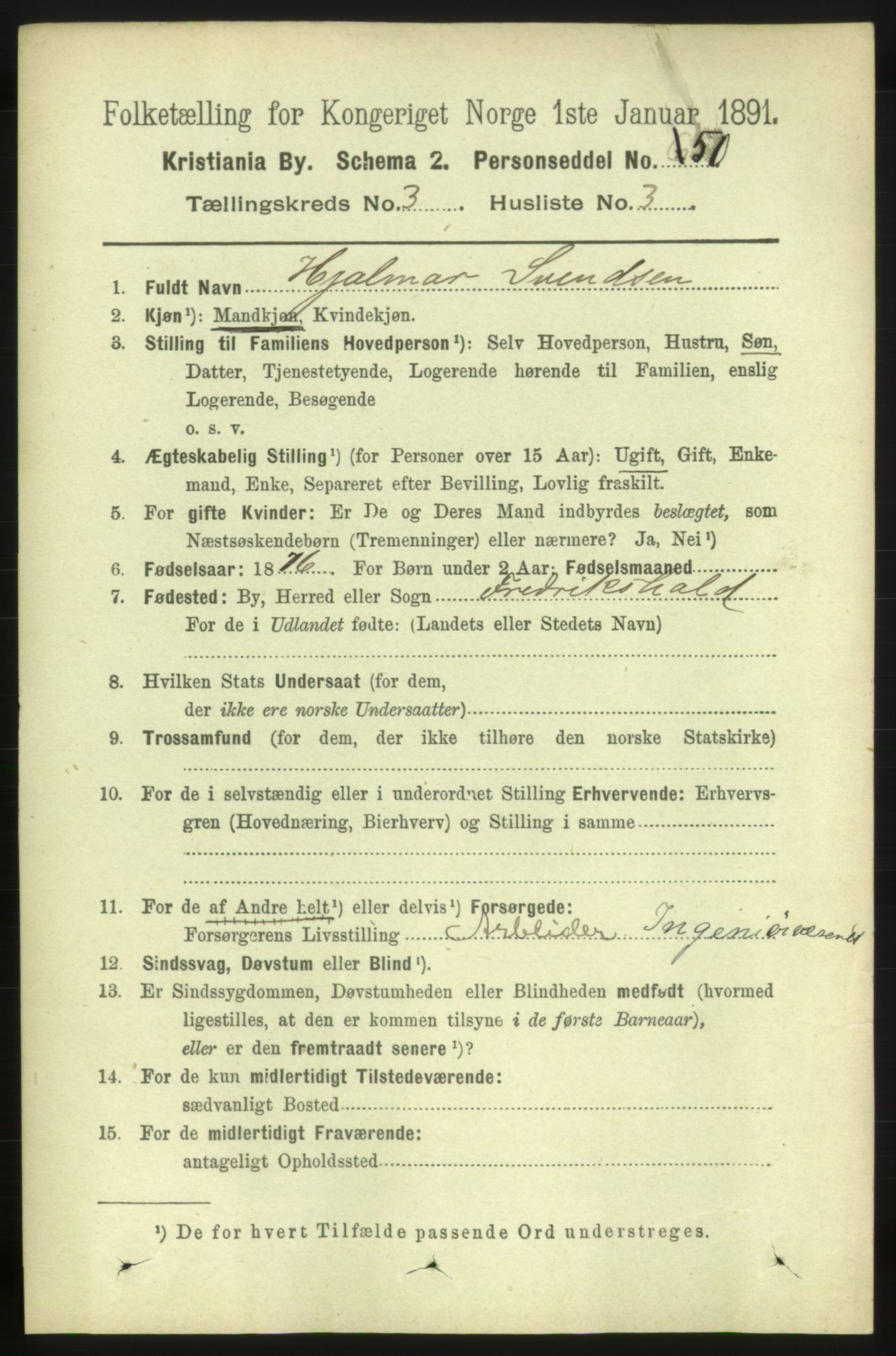 RA, 1891 census for 0301 Kristiania, 1891, p. 1306