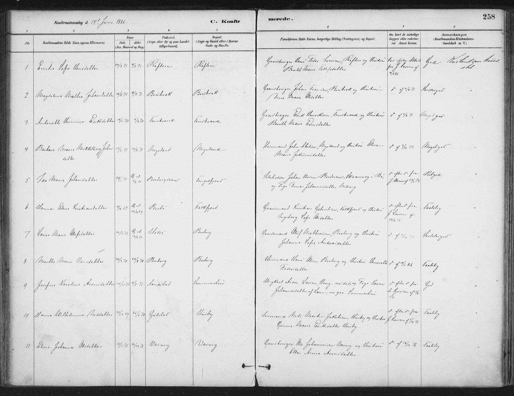 Ministerialprotokoller, klokkerbøker og fødselsregistre - Nordland, SAT/A-1459/888/L1244: Parish register (official) no. 888A10, 1880-1890, p. 258