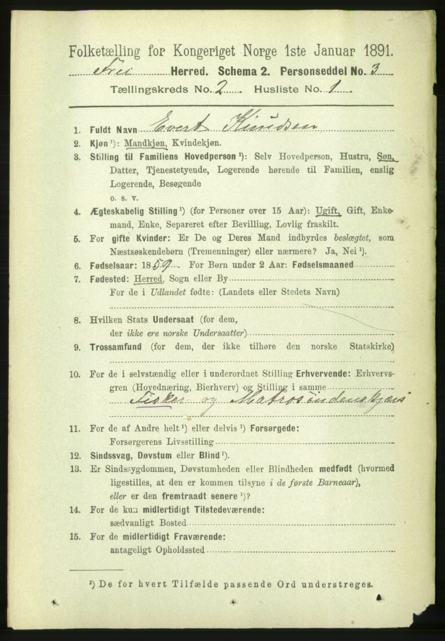 RA, 1891 census for 1556 Frei, 1891, p. 729