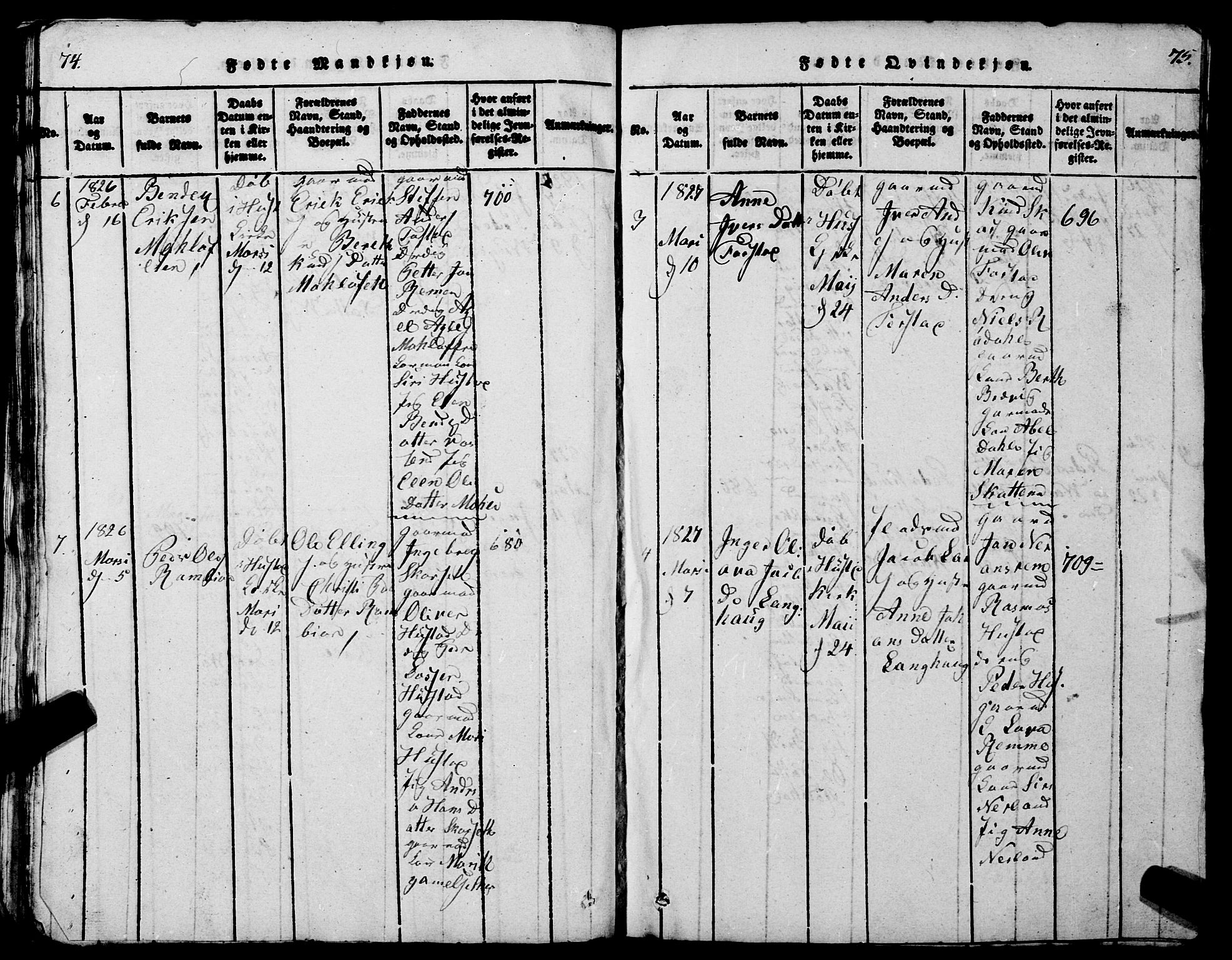 Ministerialprotokoller, klokkerbøker og fødselsregistre - Møre og Romsdal, AV/SAT-A-1454/567/L0781: Parish register (copy) no. 567C01, 1818-1845, p. 74-75