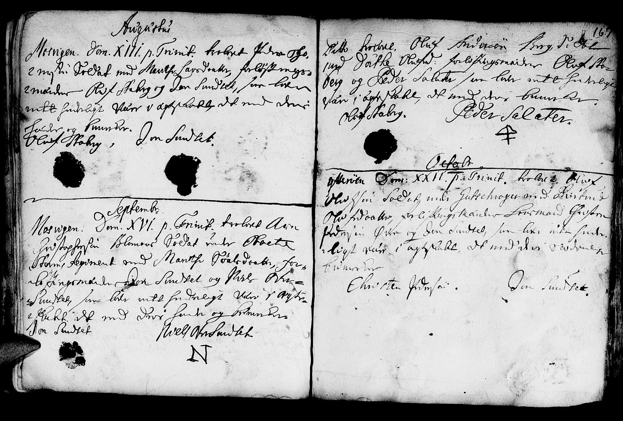 Ministerialprotokoller, klokkerbøker og fødselsregistre - Nord-Trøndelag, SAT/A-1458/722/L0215: Parish register (official) no. 722A02, 1718-1755, p. 167
