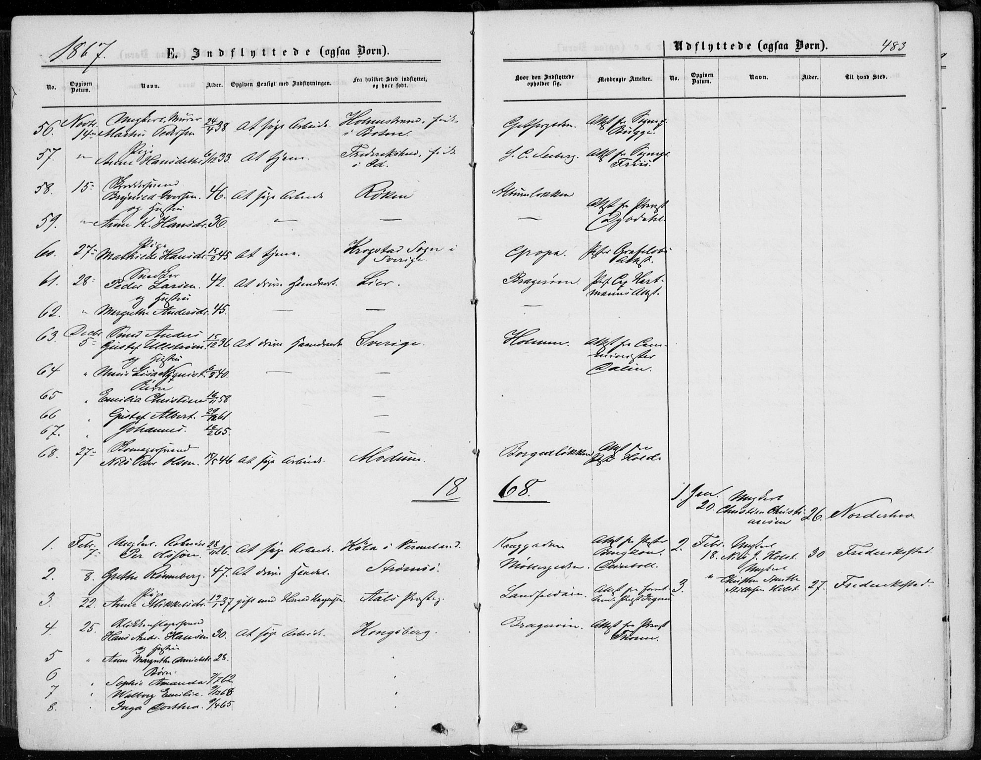 Bragernes kirkebøker, SAKO/A-6/F/Fb/L0003: Parish register (official) no. II 3, 1860-1868, p. 483
