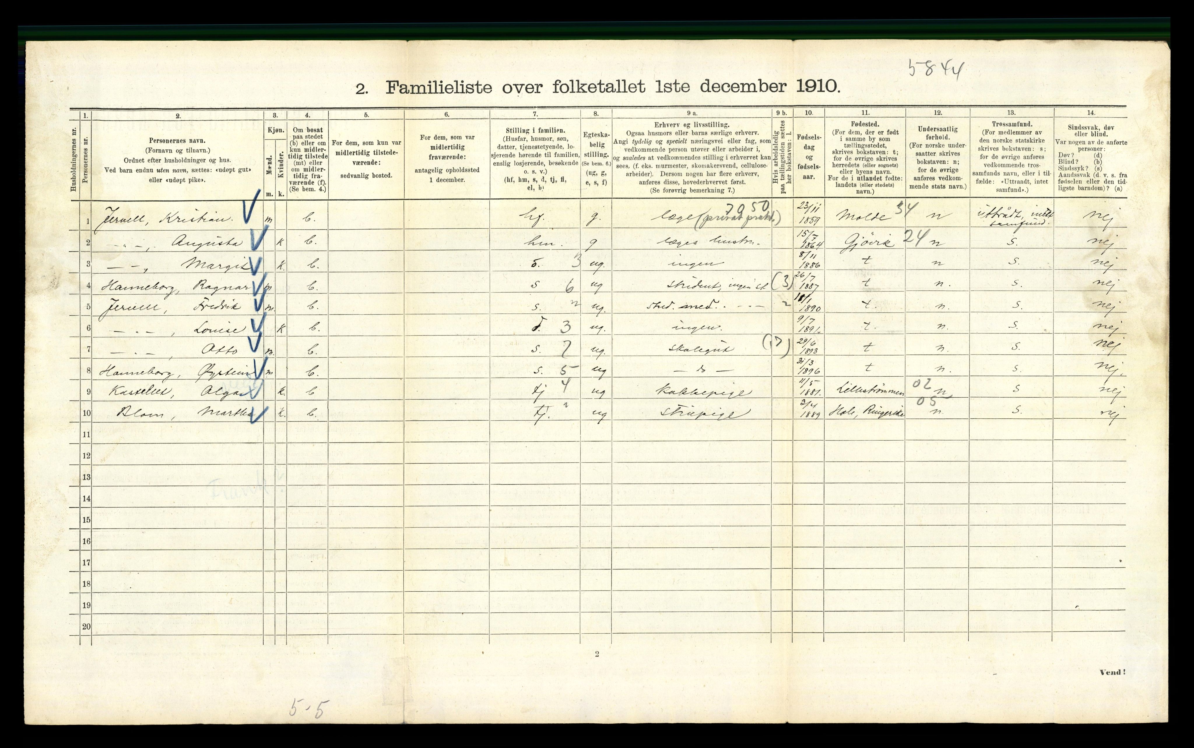 RA, 1910 census for Kristiania, 1910, p. 52540