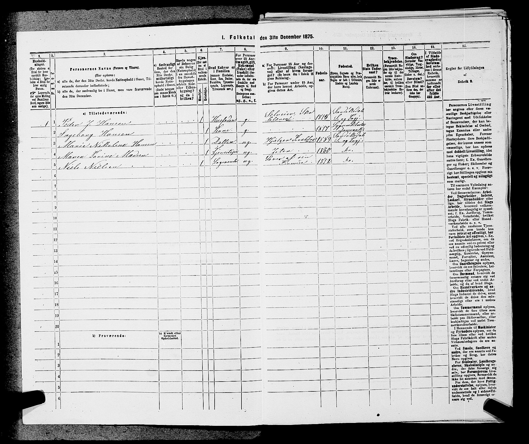 SAKO, 1875 census for 0816P Sannidal, 1875, p. 410