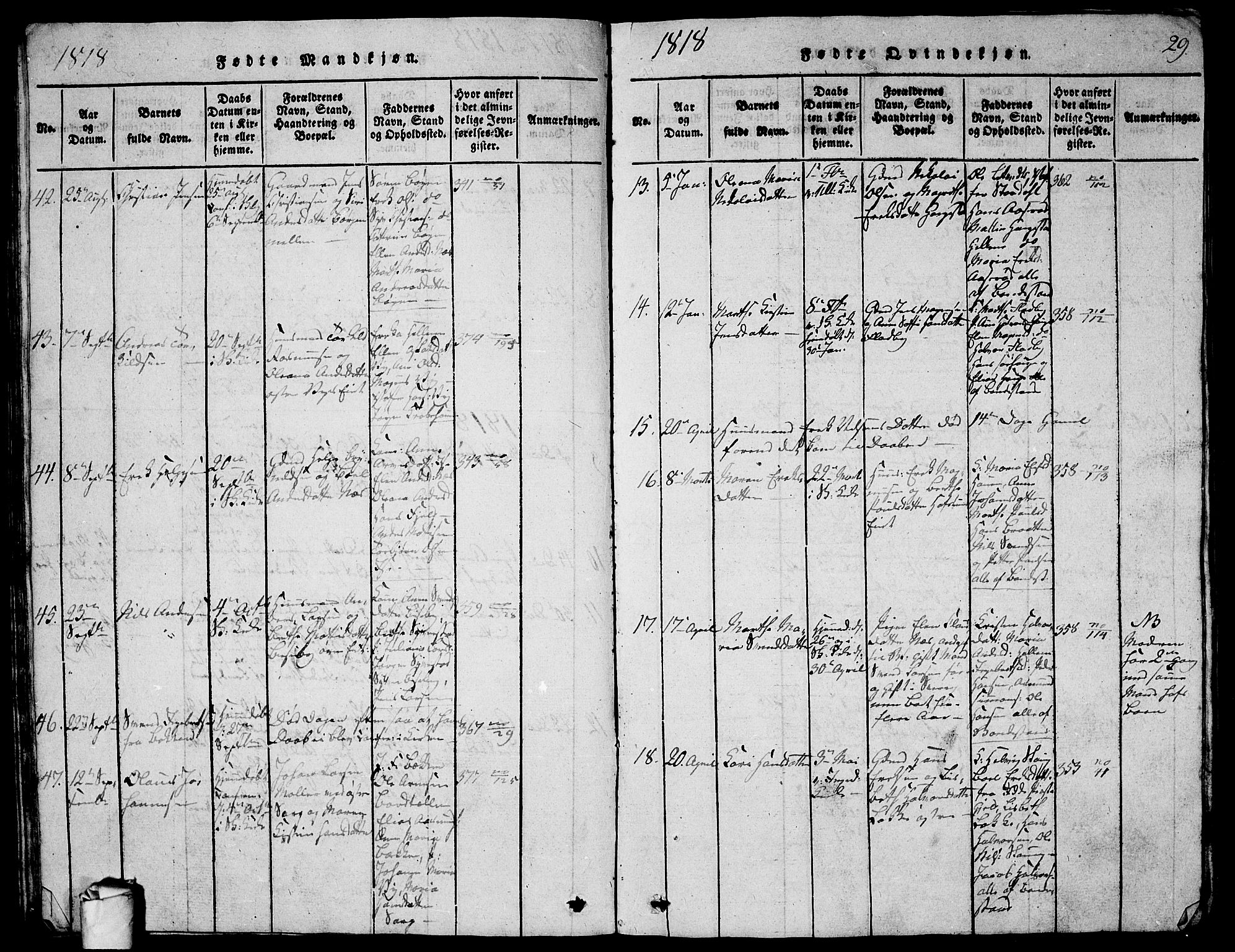 Skjeberg prestekontor Kirkebøker, AV/SAO-A-10923/G/Ga/L0001: Parish register (copy) no. I 1, 1815-1830, p. 29
