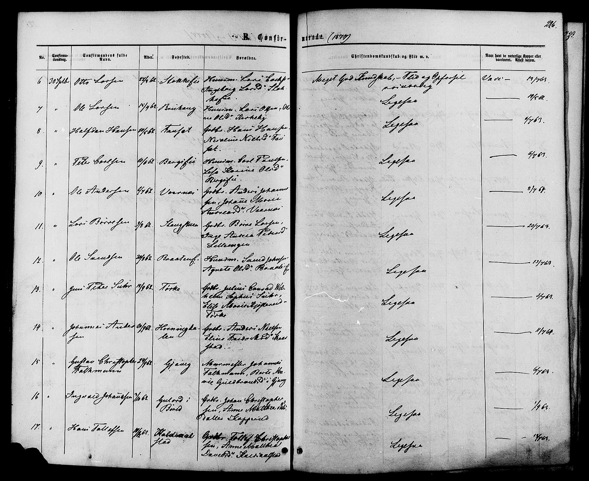 Vardal prestekontor, AV/SAH-PREST-100/H/Ha/Haa/L0007: Parish register (official) no. 7, 1867-1878, p. 226