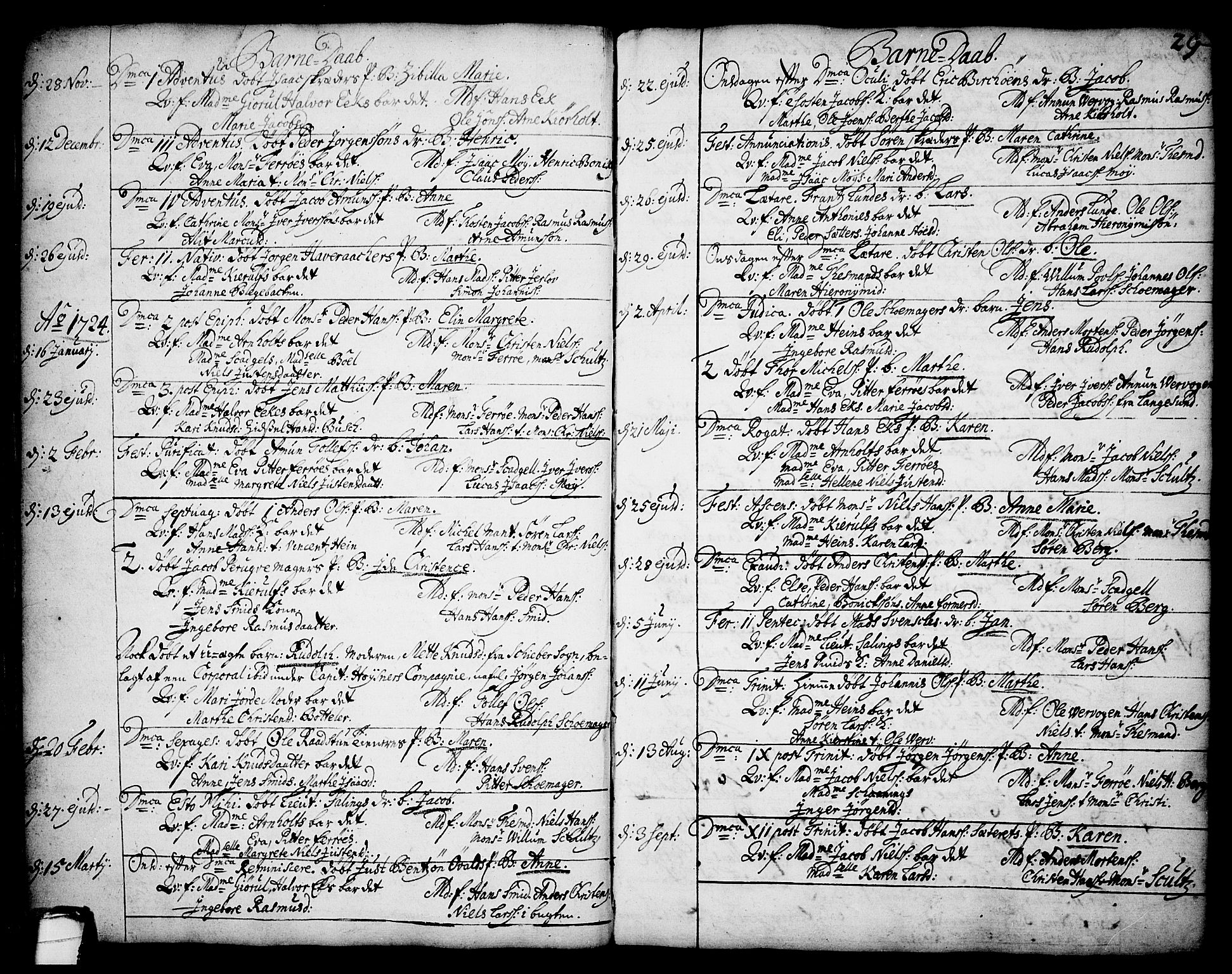 Brevik kirkebøker, SAKO/A-255/F/Fa/L0002: Parish register (official) no. 2, 1720-1764, p. 29