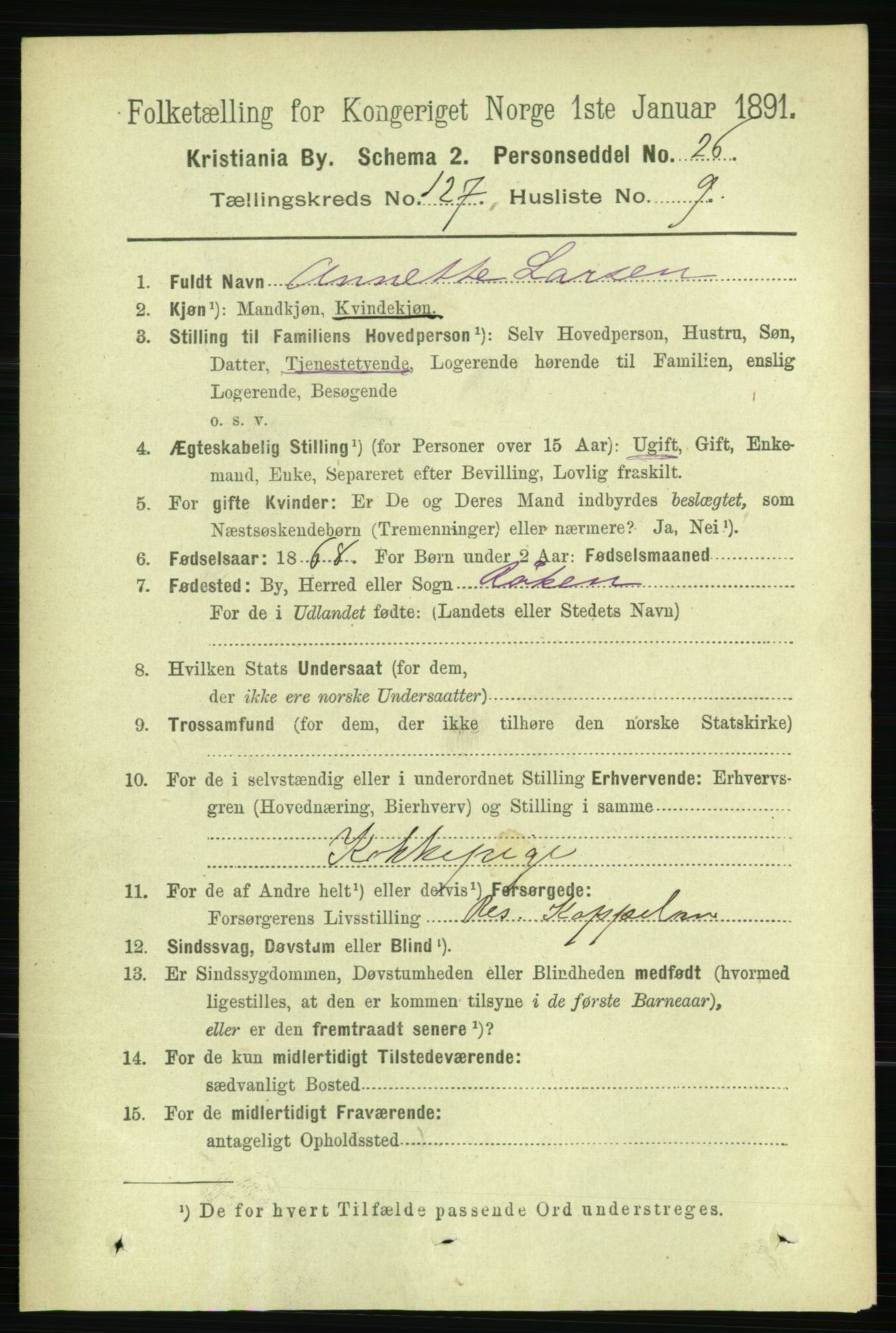 RA, 1891 census for 0301 Kristiania, 1891, p. 68170