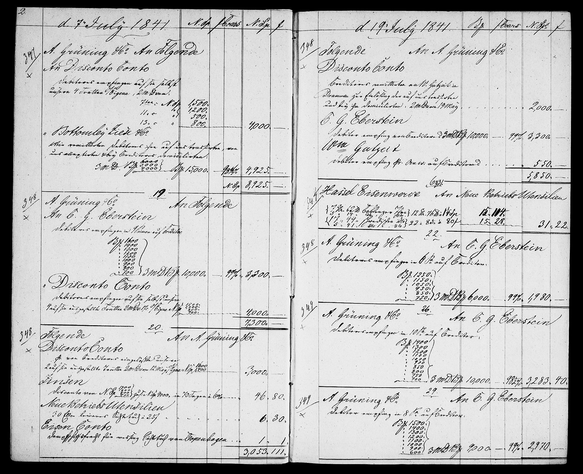 Modums Blaafarveværk, AV/RA-PA-0157/G/Gd/Gda/L0172/0001: -- / Kreditt-journal, 1841-1847, p. 4