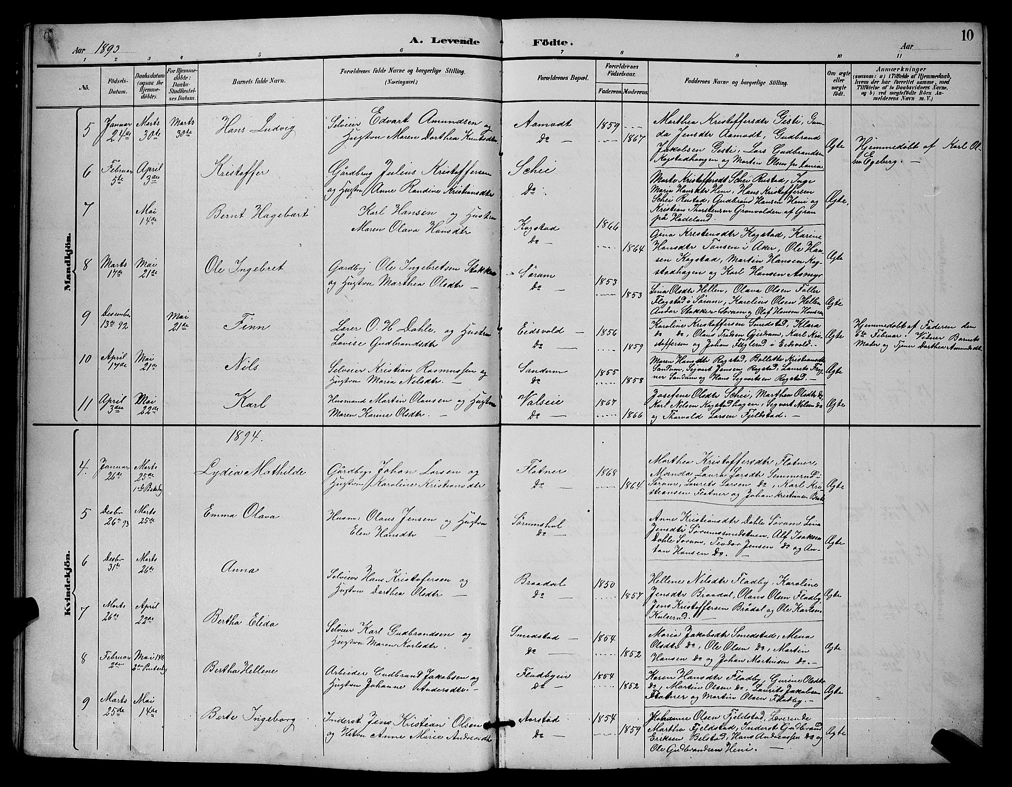 Gjerdrum prestekontor Kirkebøker, AV/SAO-A-10412b/G/Ga/L0005: Parish register (copy) no. I 5, 1891-1901, p. 10