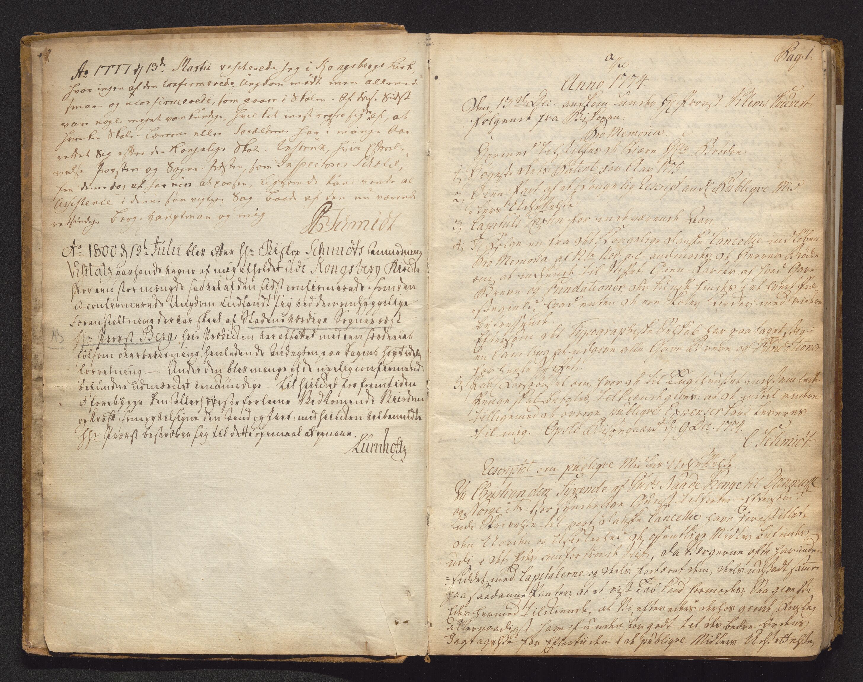 Kongsberg sokneprestkontor, AV/SAKO-A-610/A/Aa/L0001: Kallsbok, 1774-1859, p. 1