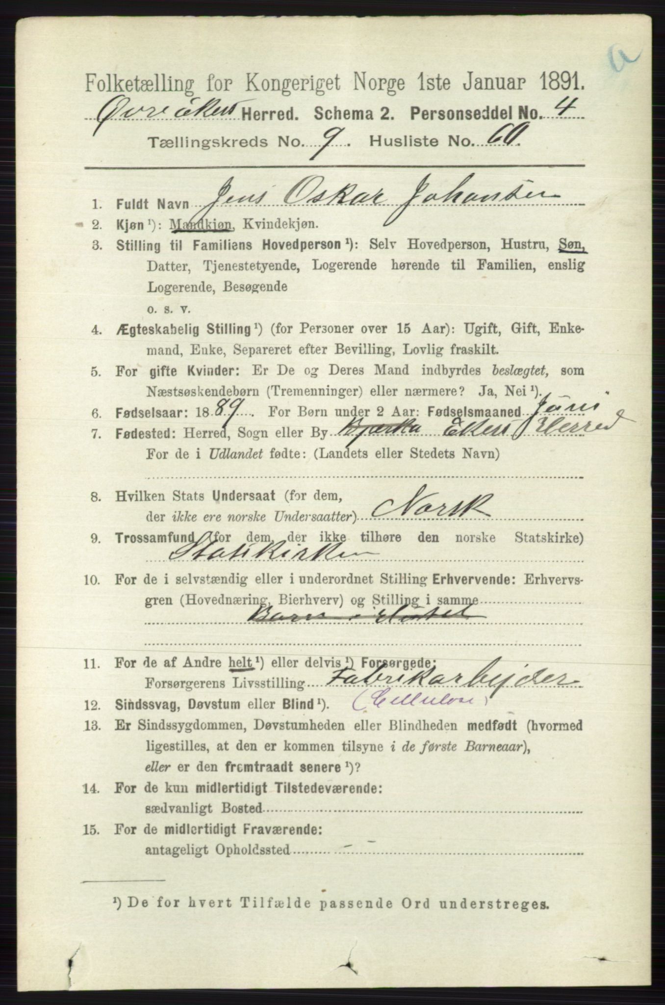 RA, 1891 census for 0624 Øvre Eiker, 1891, p. 3956