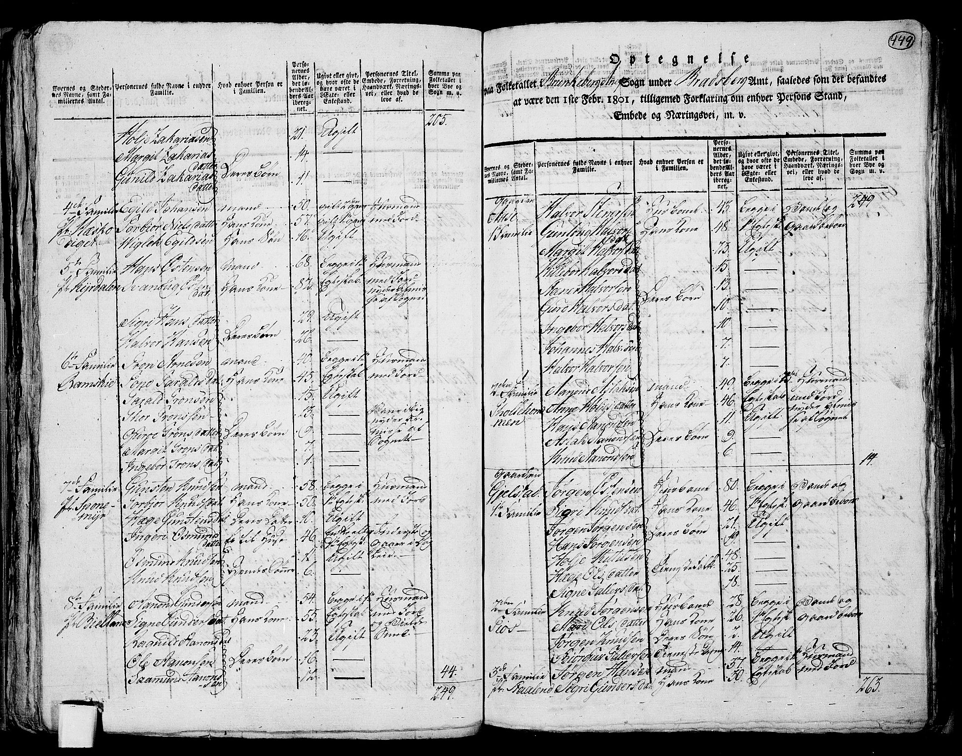 RA, 1801 census for 0829P Kviteseid, 1801, p. 448b-449a