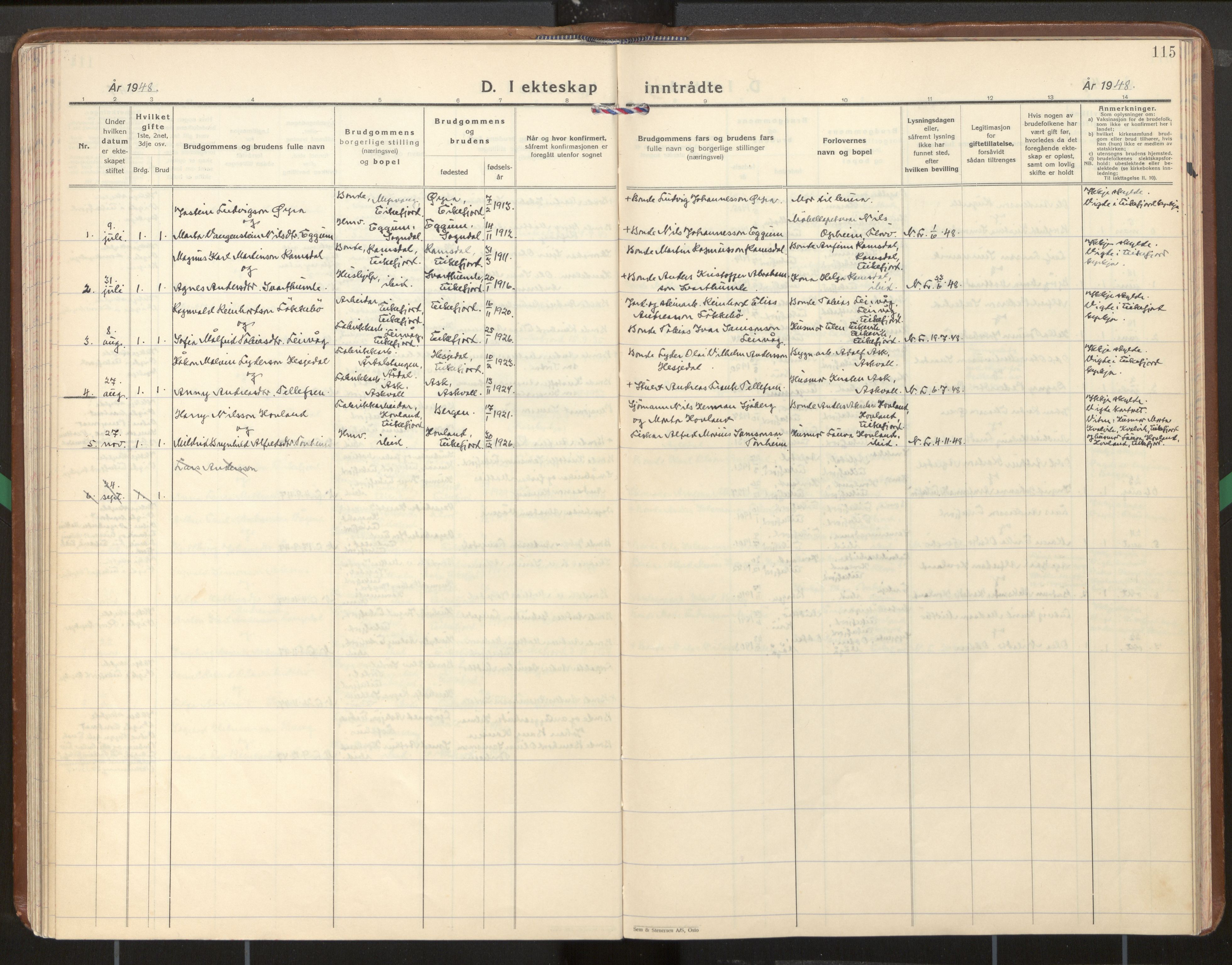 Kinn sokneprestembete, AV/SAB-A-80801/H/Haa/Haae/L0003: Parish register (official) no. E 3, 1937-1955, p. 115