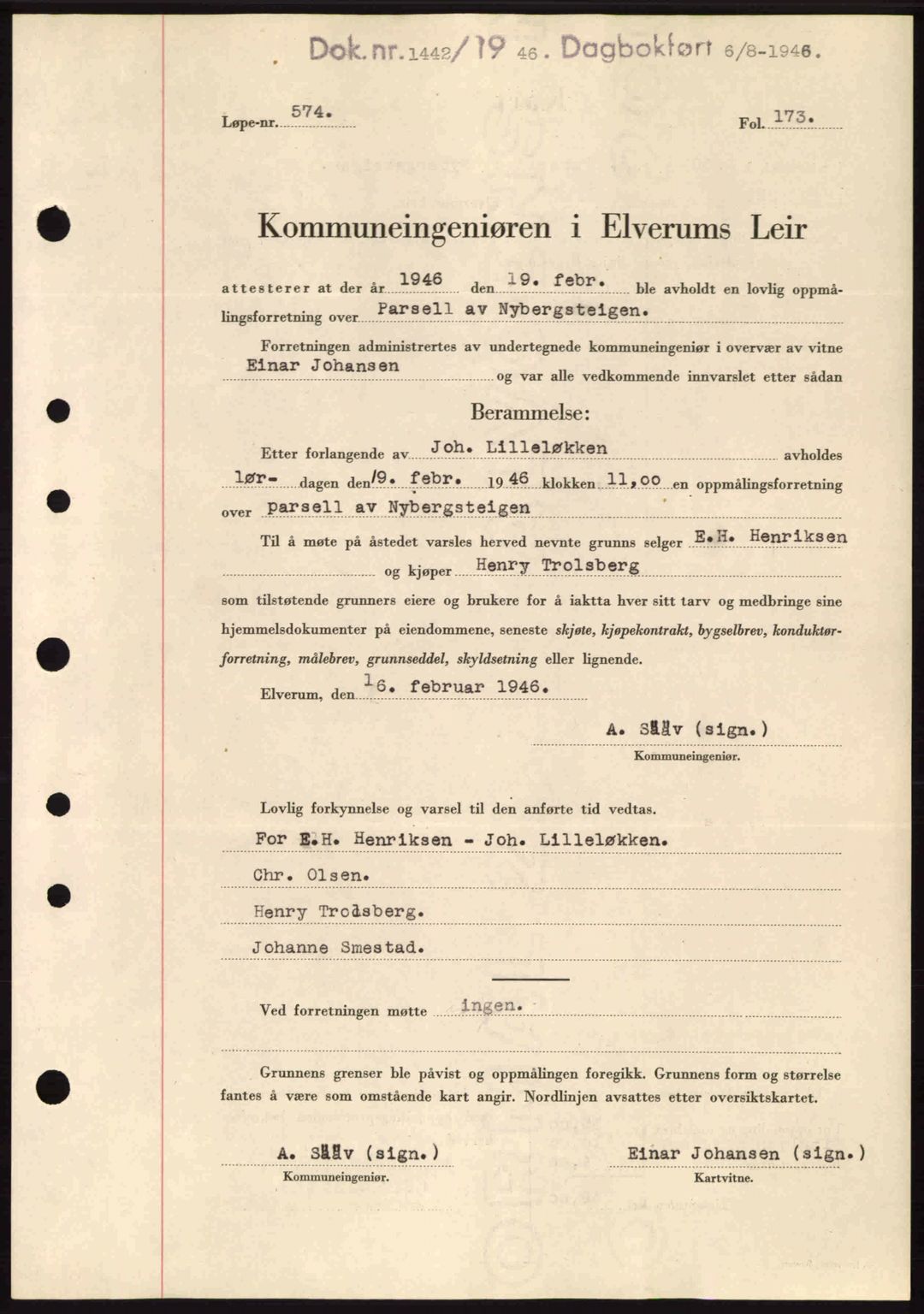 Sør-Østerdal sorenskriveri, AV/SAH-TING-018/H/Hb/Hbb/L0074: Mortgage book no. A74, 1946-1946, Diary no: : 1442/1946