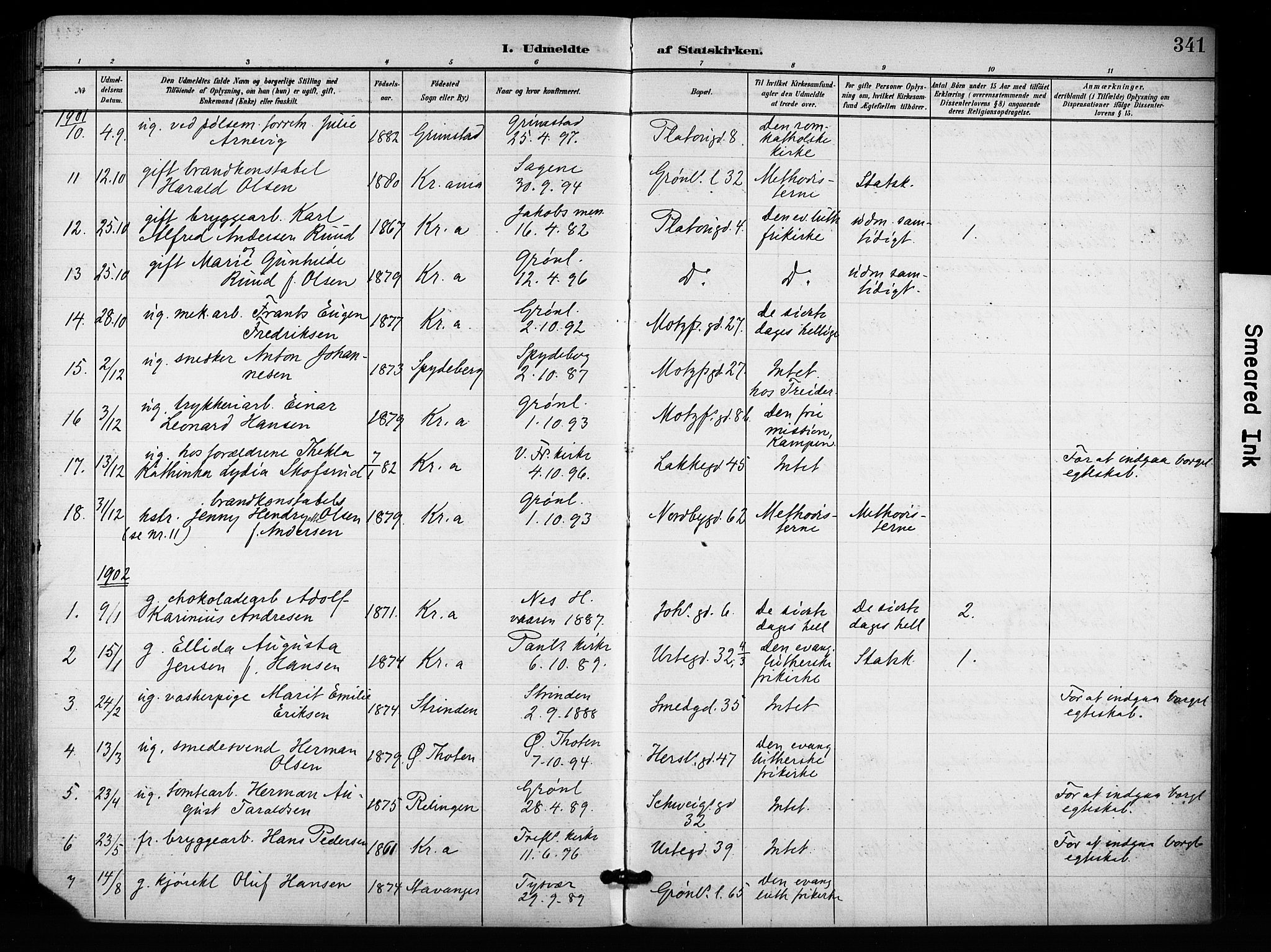 Grønland prestekontor Kirkebøker, SAO/A-10848/F/Fa/L0015: Parish register (official) no. 15, 1899-1919, p. 341