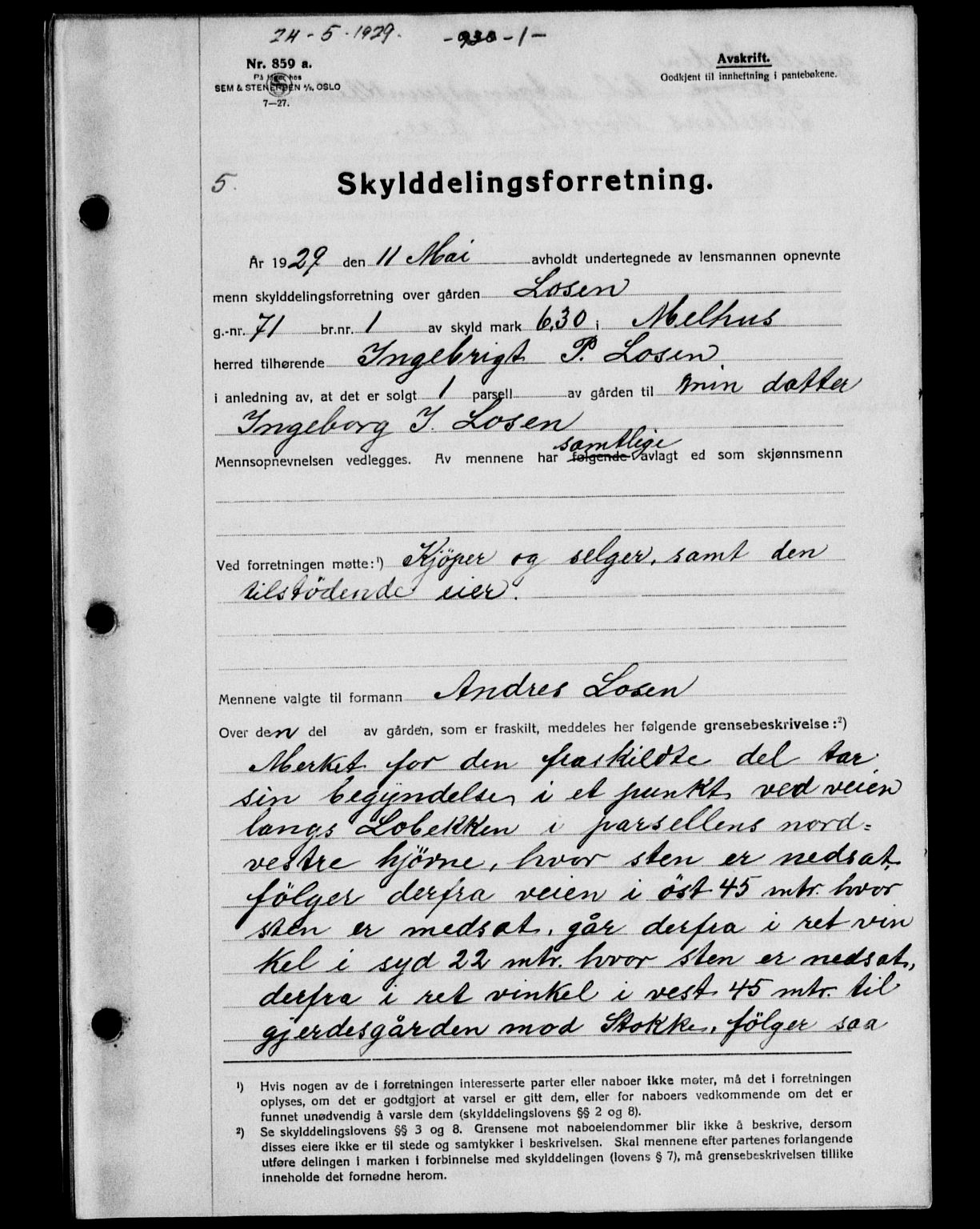 Gauldal sorenskriveri, AV/SAT-A-0014/1/2/2C/L0038: Mortgage book no. 39, 1929-1930, Deed date: 24.05.1929