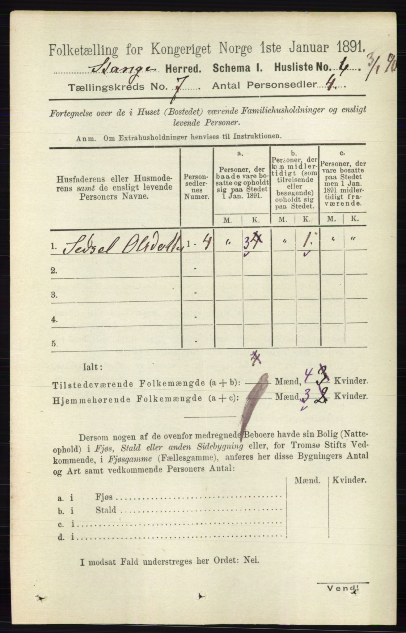 RA, 1891 census for 0417 Stange, 1891, p. 4682