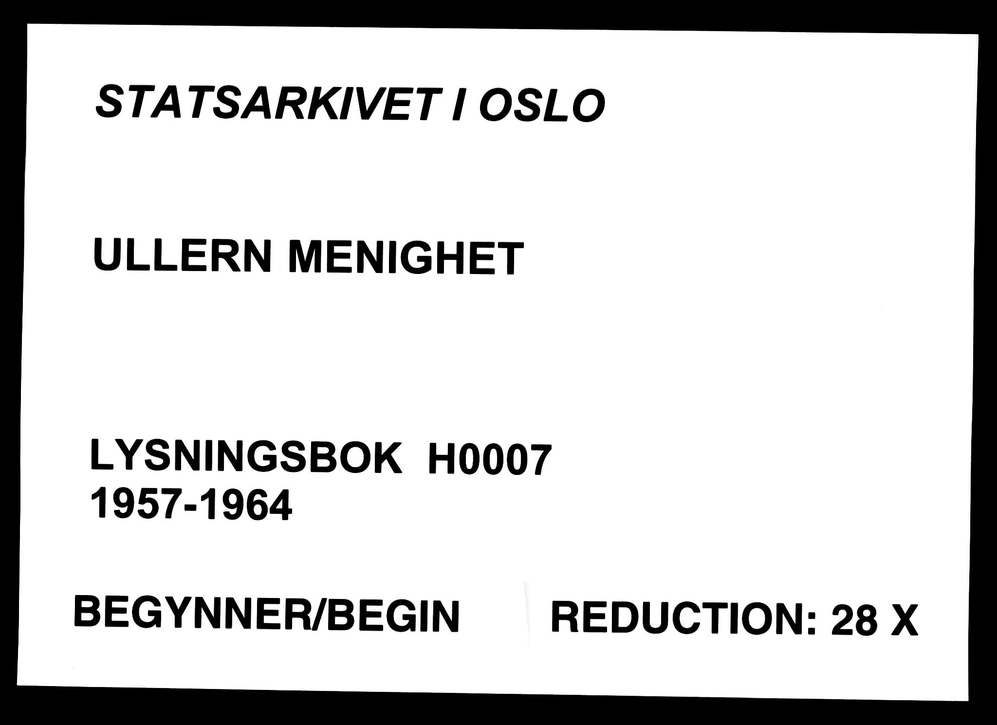 Ullern prestekontor Kirkebøker, SAO/A-10740/H/L0007: Banns register no. 7, 1957-1964