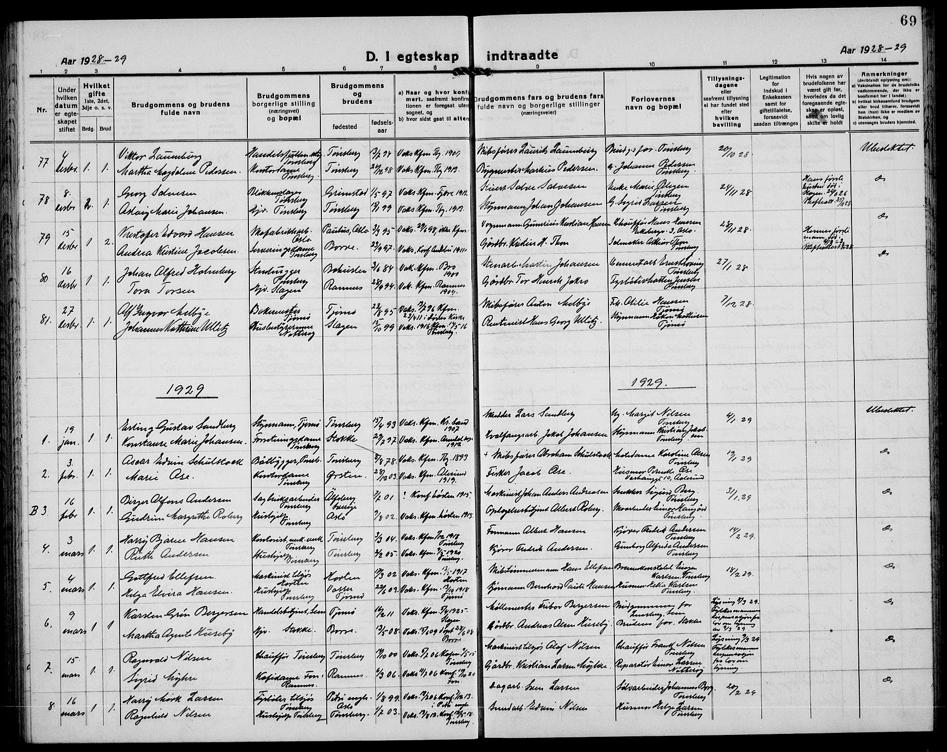 Tønsberg kirkebøker, SAKO/A-330/G/Ga/L0016: Parish register (copy) no. 16, 1920-1933, p. 69