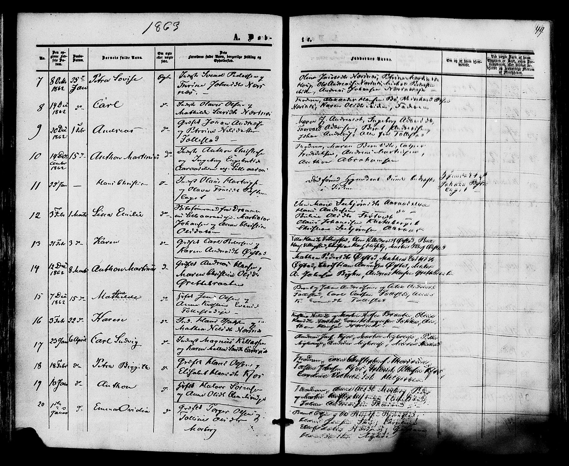 Røyken kirkebøker, AV/SAKO-A-241/F/Fa/L0006: Parish register (official) no. 6, 1857-1875, p. 49