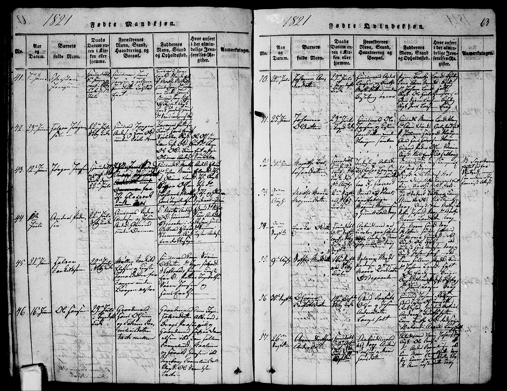 Skjeberg prestekontor Kirkebøker, AV/SAO-A-10923/G/Ga/L0001: Parish register (copy) no. I 1, 1815-1830, p. 63