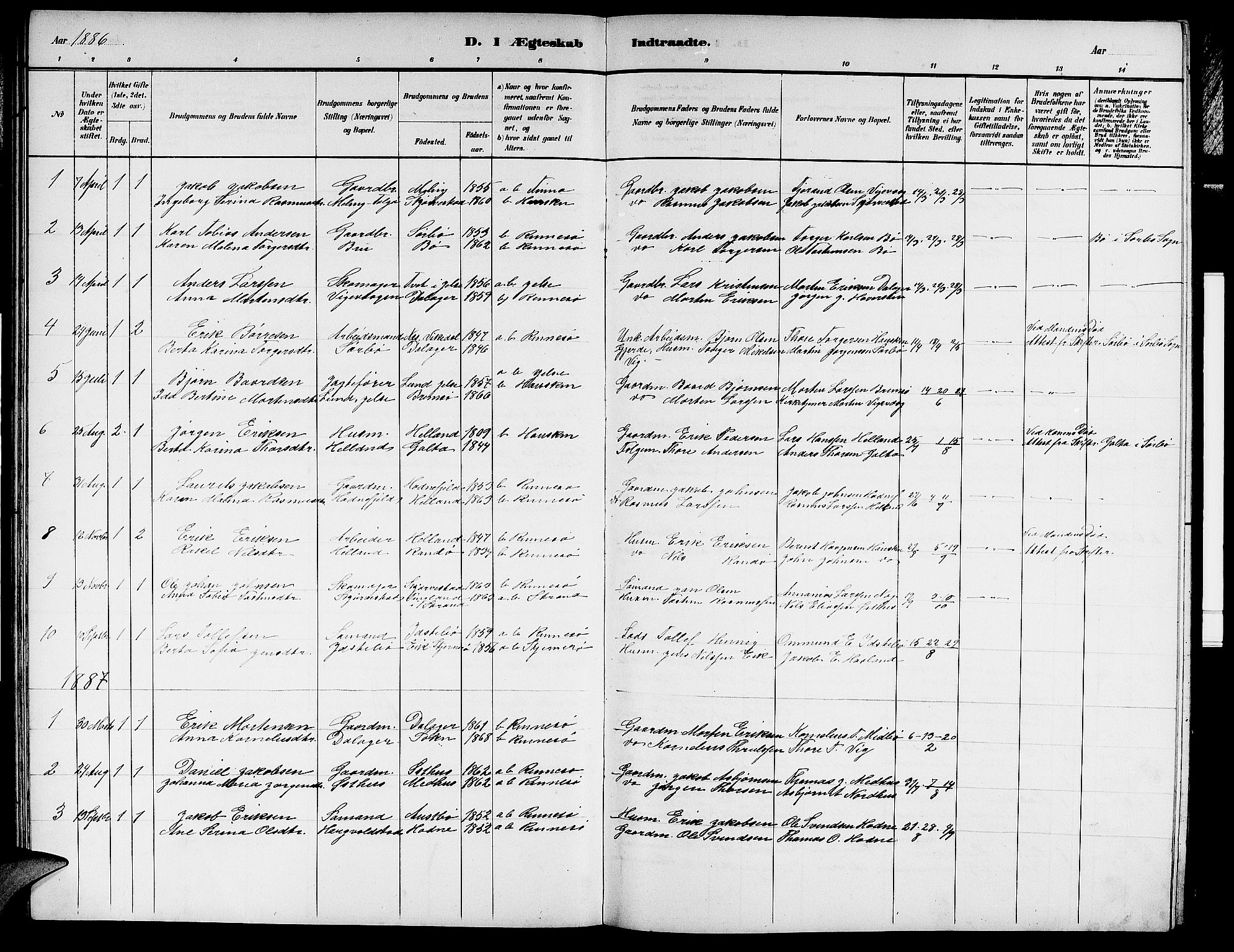 Rennesøy sokneprestkontor, SAST/A -101827/H/Ha/Hab/L0007: Parish register (copy) no. B 7, 1881-1890