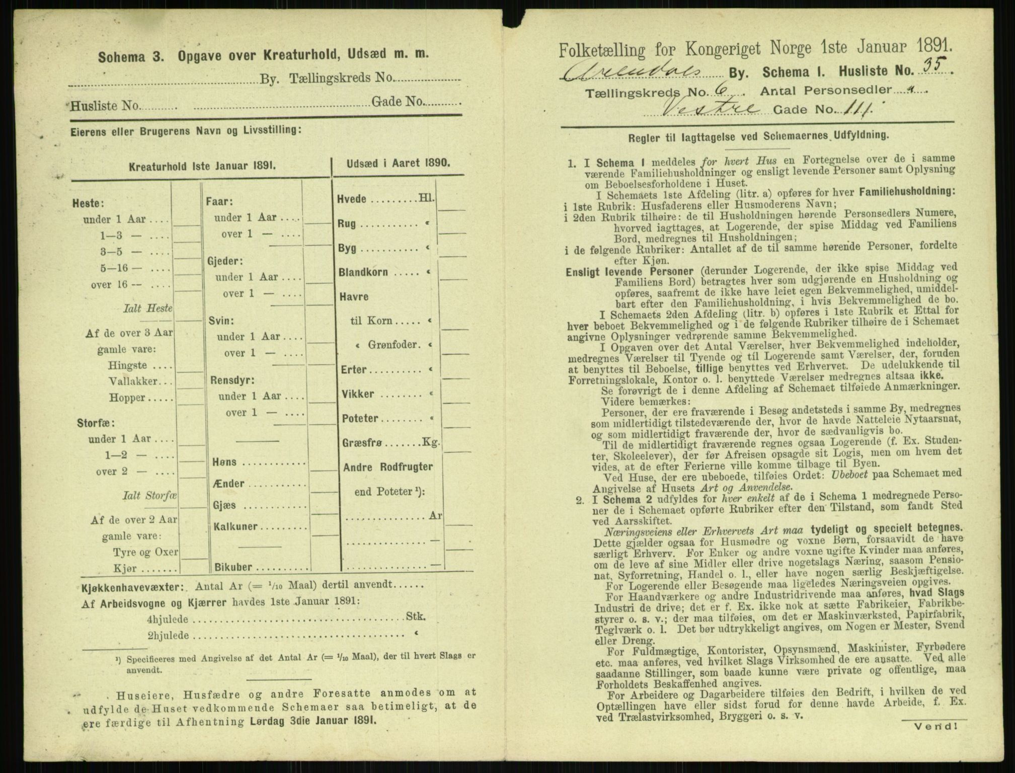 RA, 1891 census for 0903 Arendal, 1891, p. 352