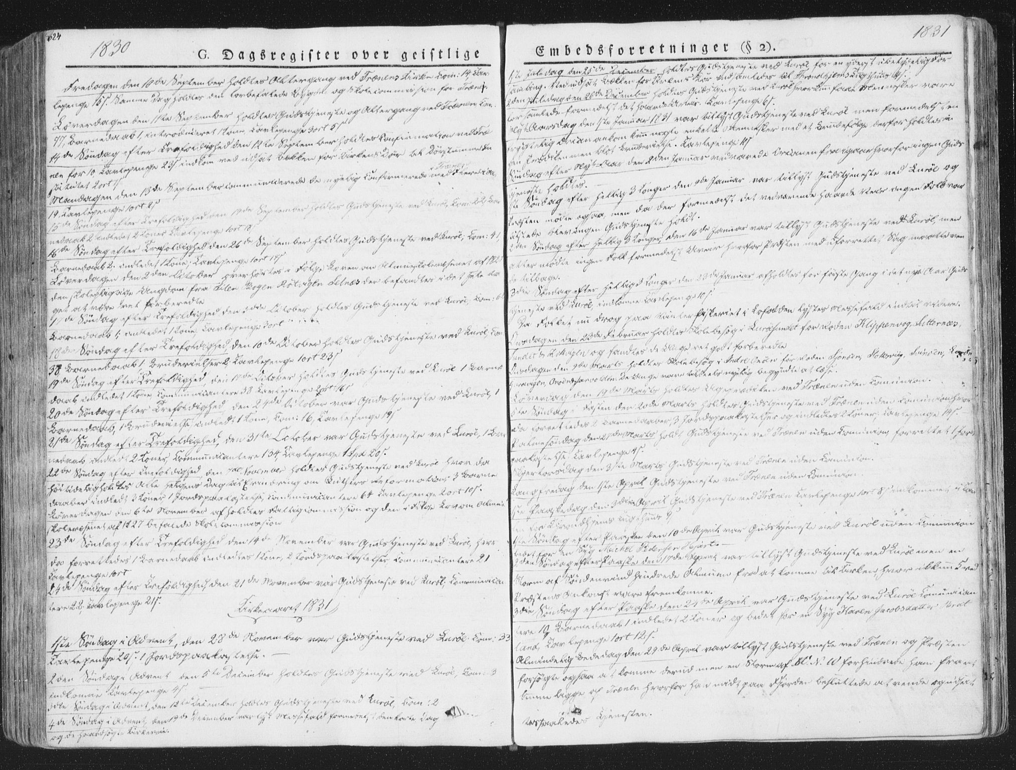 Ministerialprotokoller, klokkerbøker og fødselsregistre - Nordland, SAT/A-1459/839/L0566: Parish register (official) no. 839A03, 1825-1862, p. 624
