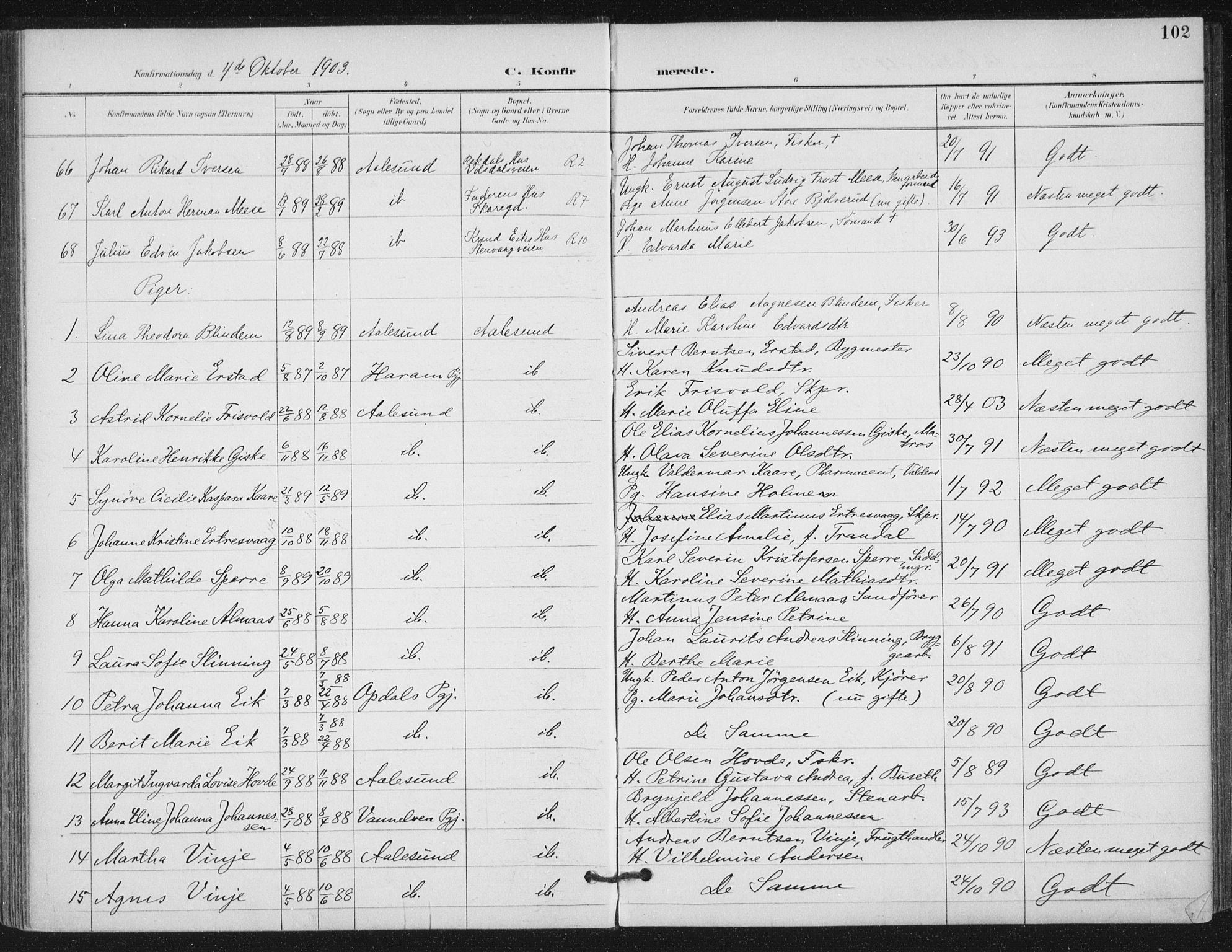 Ministerialprotokoller, klokkerbøker og fødselsregistre - Møre og Romsdal, AV/SAT-A-1454/529/L0457: Parish register (official) no. 529A07, 1894-1903, p. 102