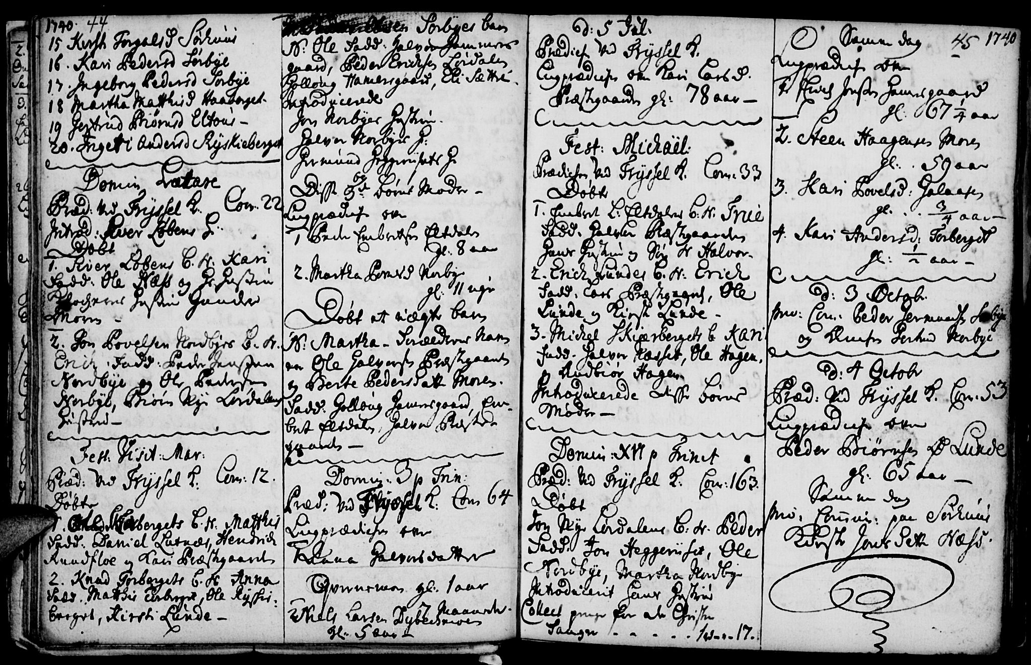 Elverum prestekontor, AV/SAH-PREST-044/H/Ha/Haa/L0001: Parish register (official) no. 1, 1730-1760, p. 44-45