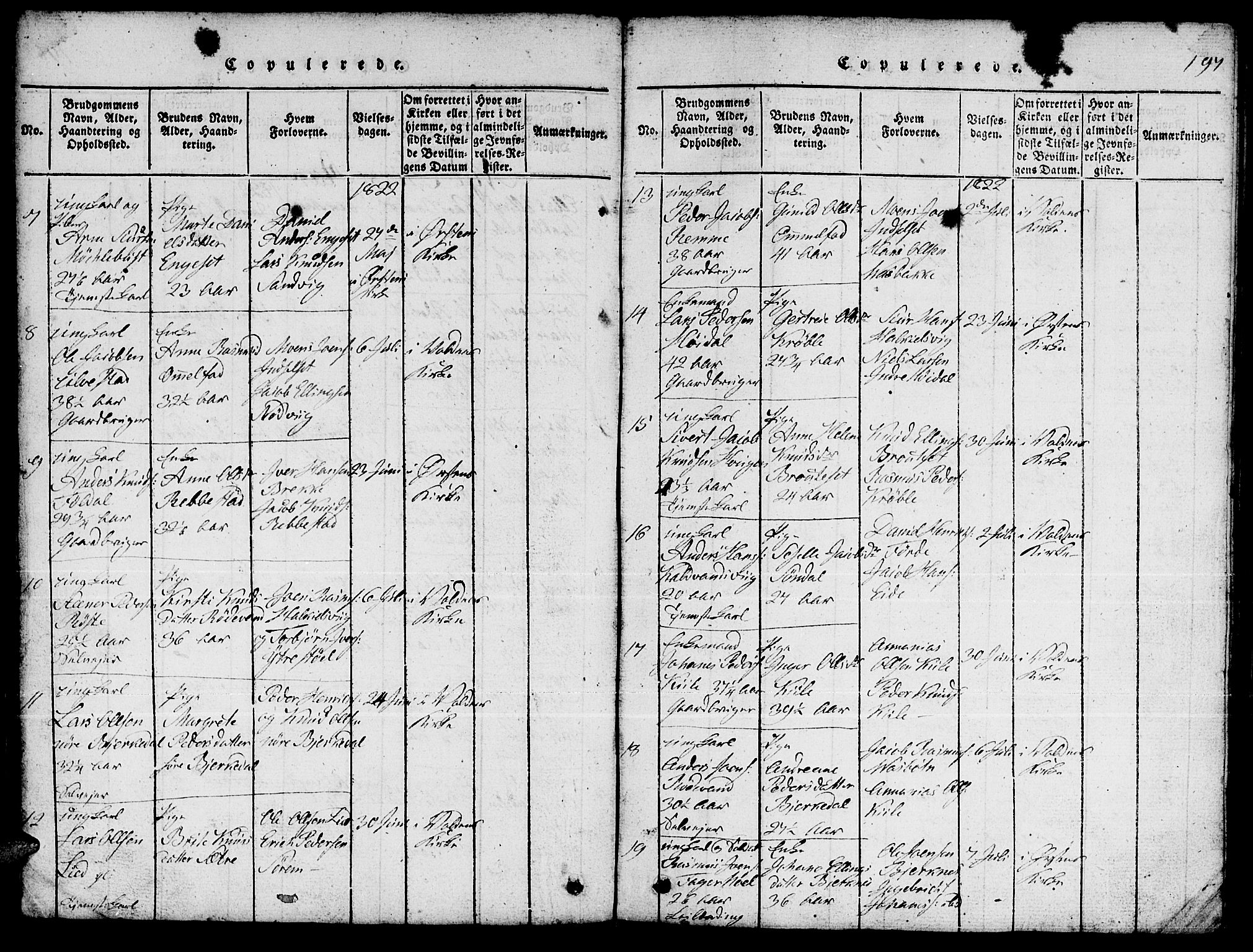 Ministerialprotokoller, klokkerbøker og fødselsregistre - Møre og Romsdal, AV/SAT-A-1454/511/L0155: Parish register (copy) no. 511C01, 1817-1829, p. 197