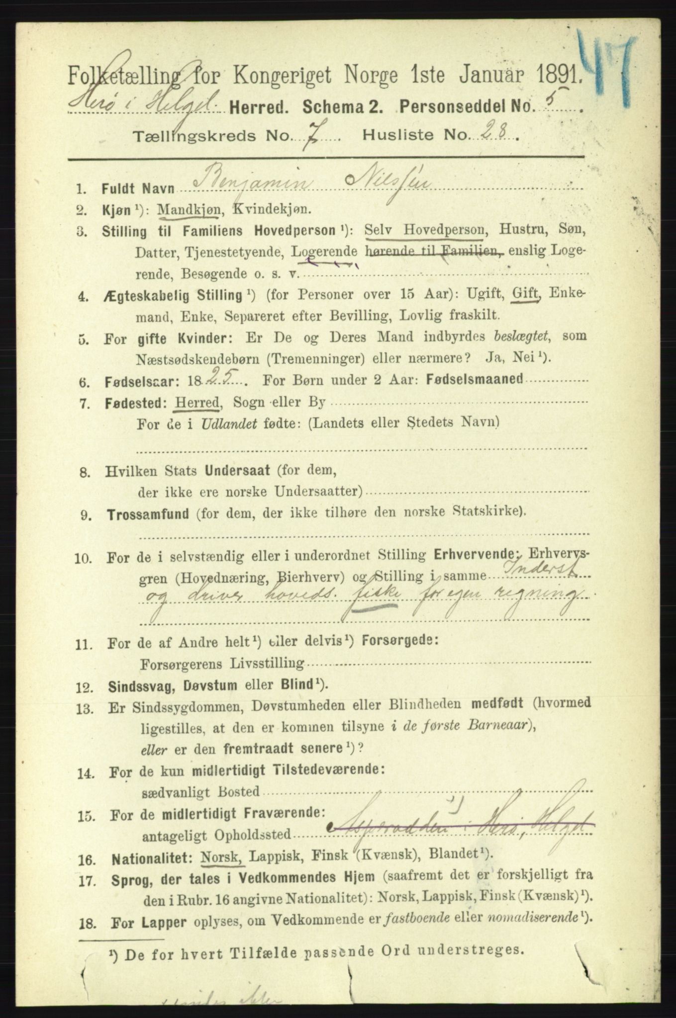 RA, 1891 census for 1818 Herøy, 1891, p. 2448