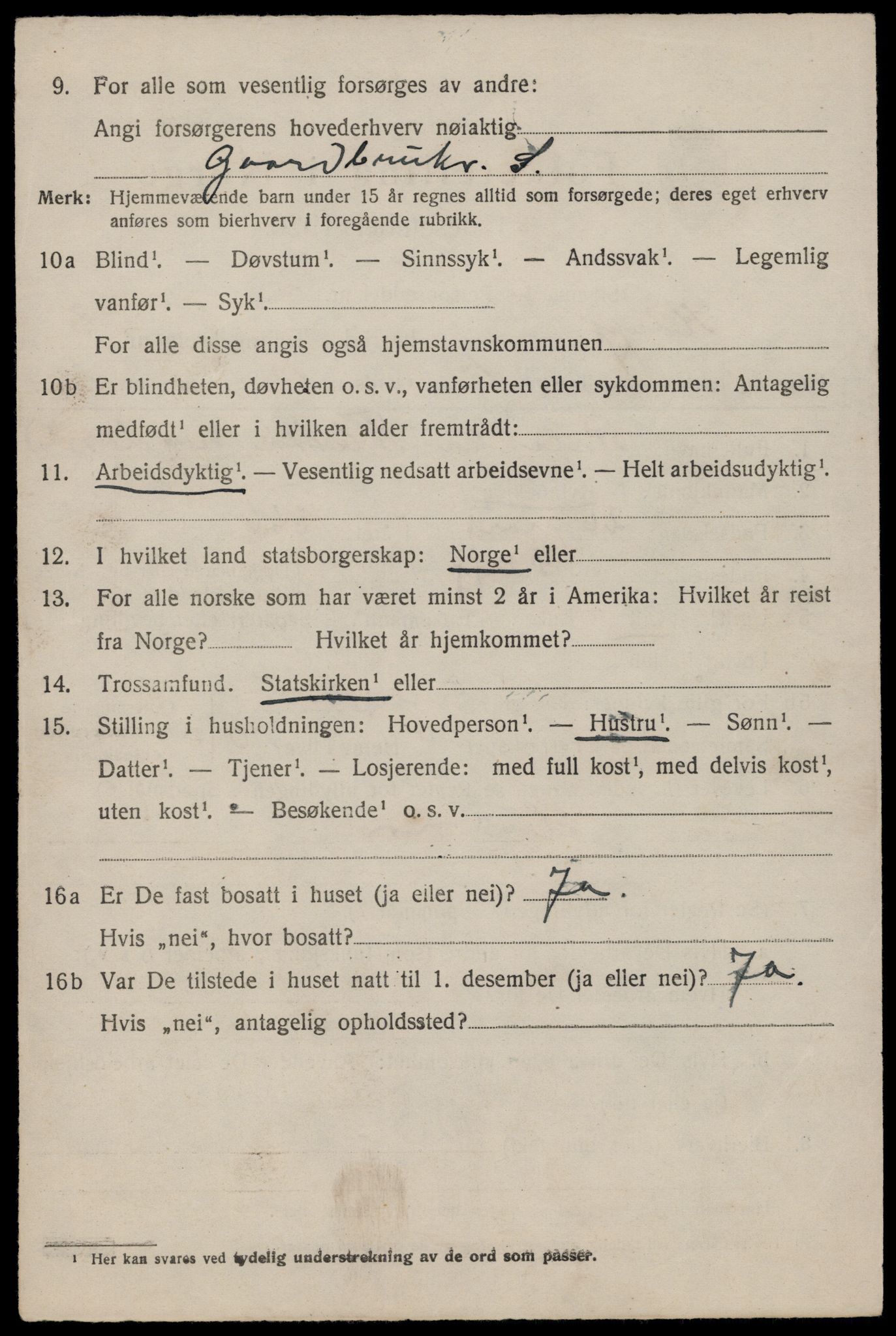 SAST, 1920 census for Klepp, 1920, p. 3187