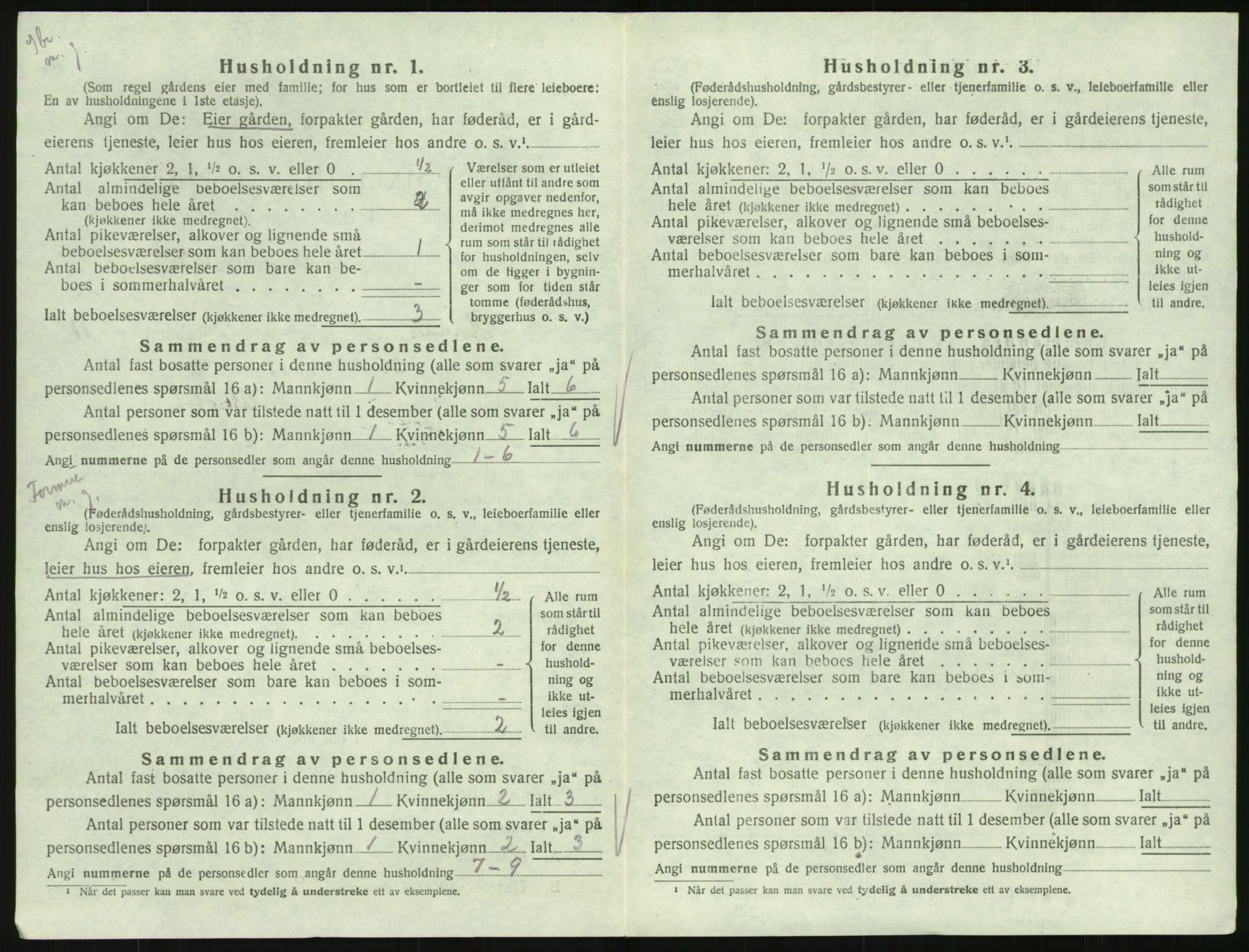 SAK, 1920 census for Hornnes, 1920, p. 434