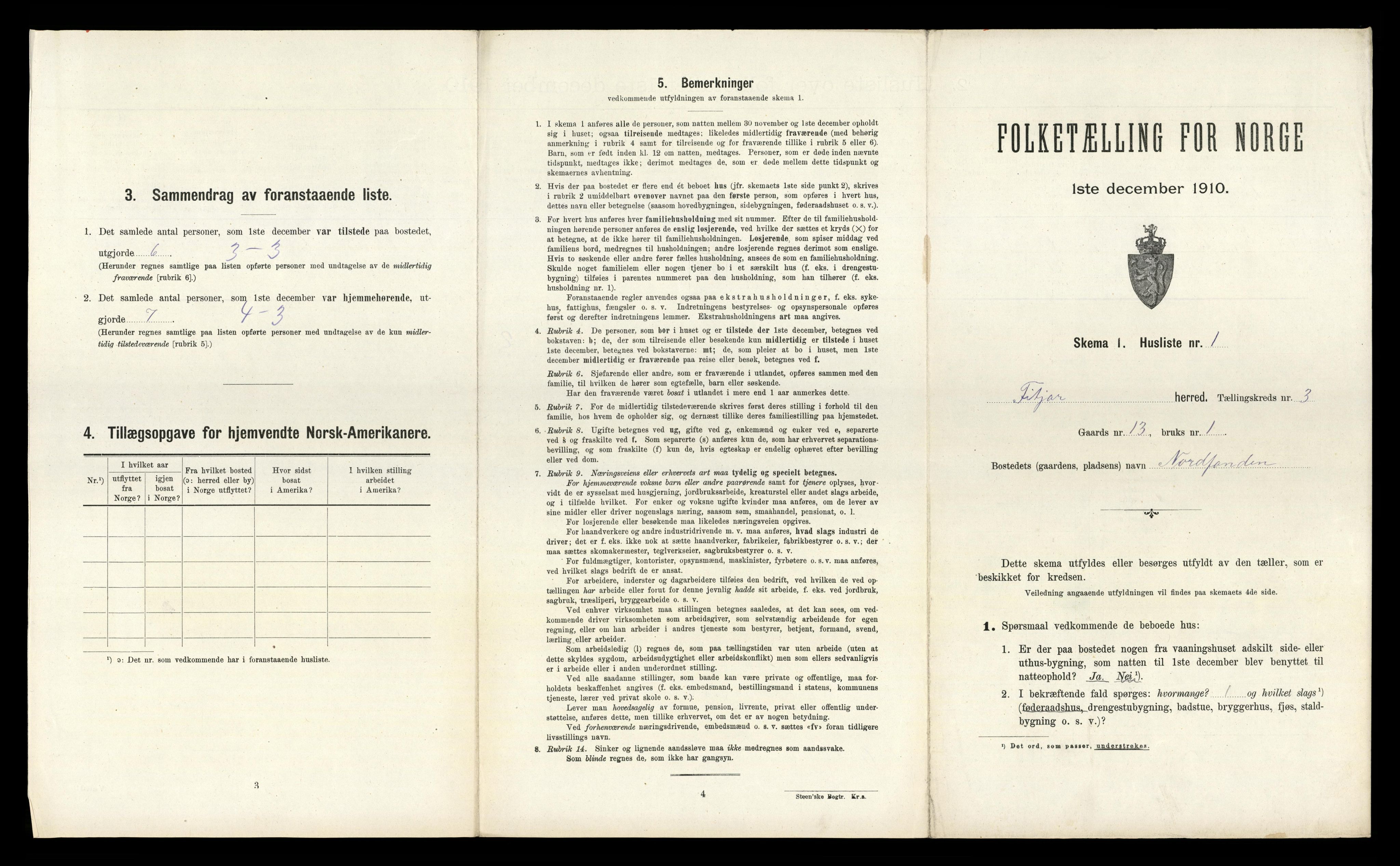RA, 1910 census for Fitjar, 1910, p. 229