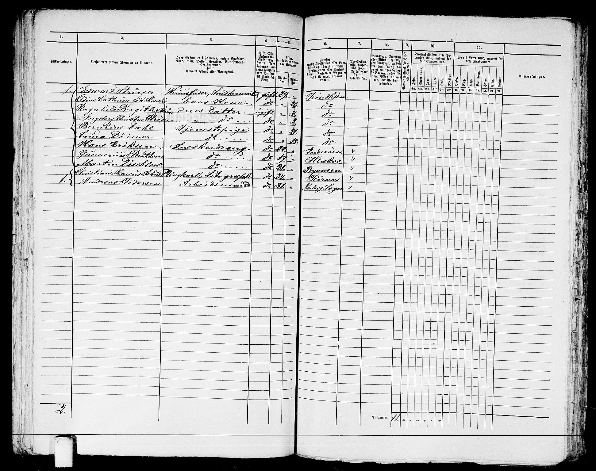 RA, 1865 census for Trondheim, 1865, p. 1290