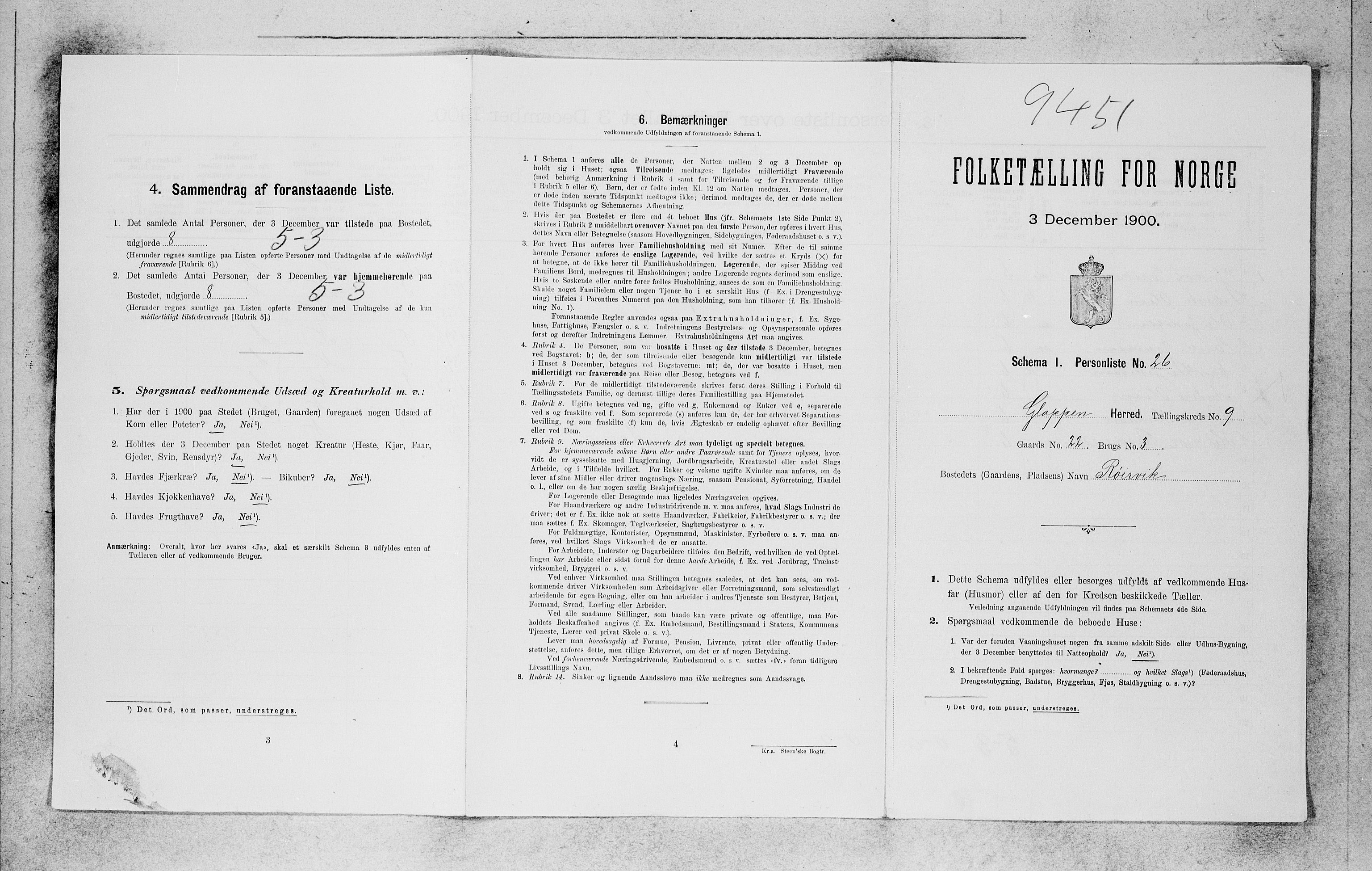 SAB, 1900 census for Gloppen, 1900, p. 967