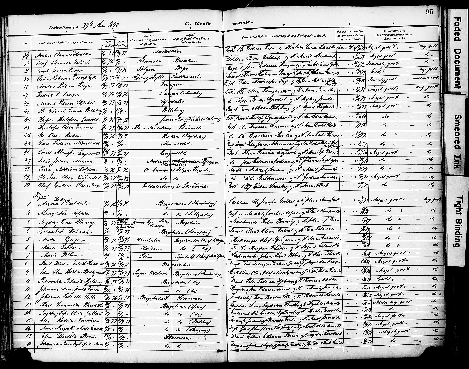 Ministerialprotokoller, klokkerbøker og fødselsregistre - Sør-Trøndelag, SAT/A-1456/681/L0935: Parish register (official) no. 681A13, 1890-1898, p. 95