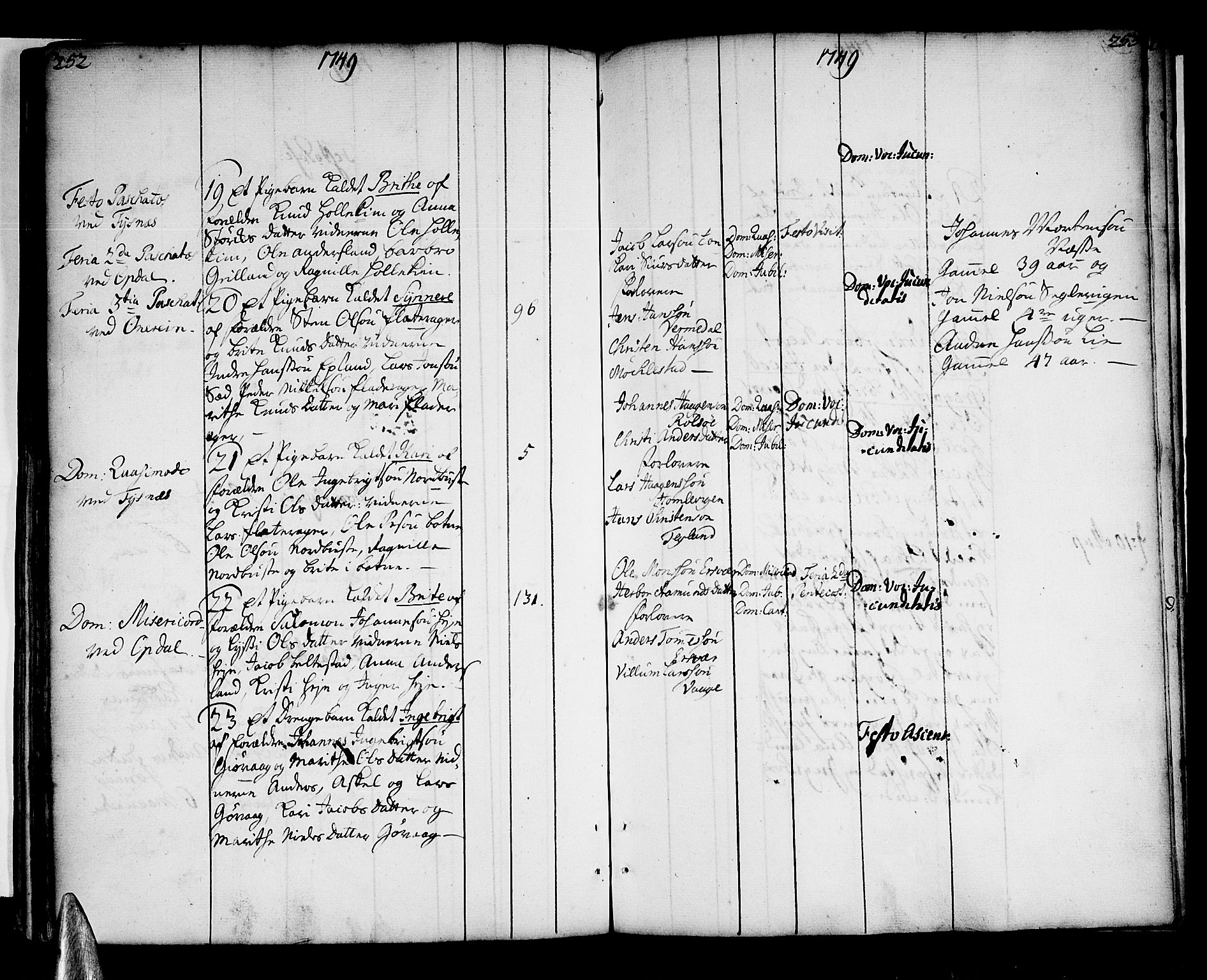 Tysnes sokneprestembete, SAB/A-78601/H/Haa: Parish register (official) no. A 3, 1740-1749, p. 252-253