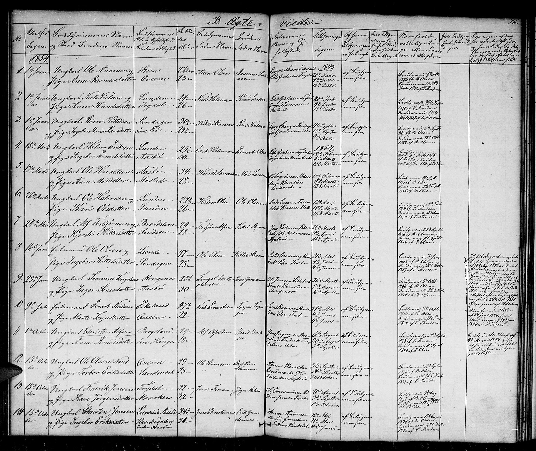 Gjerstad sokneprestkontor, SAK/1111-0014/F/Fb/Fba/L0005: Parish register (copy) no. B 5, 1853-1867, p. 76