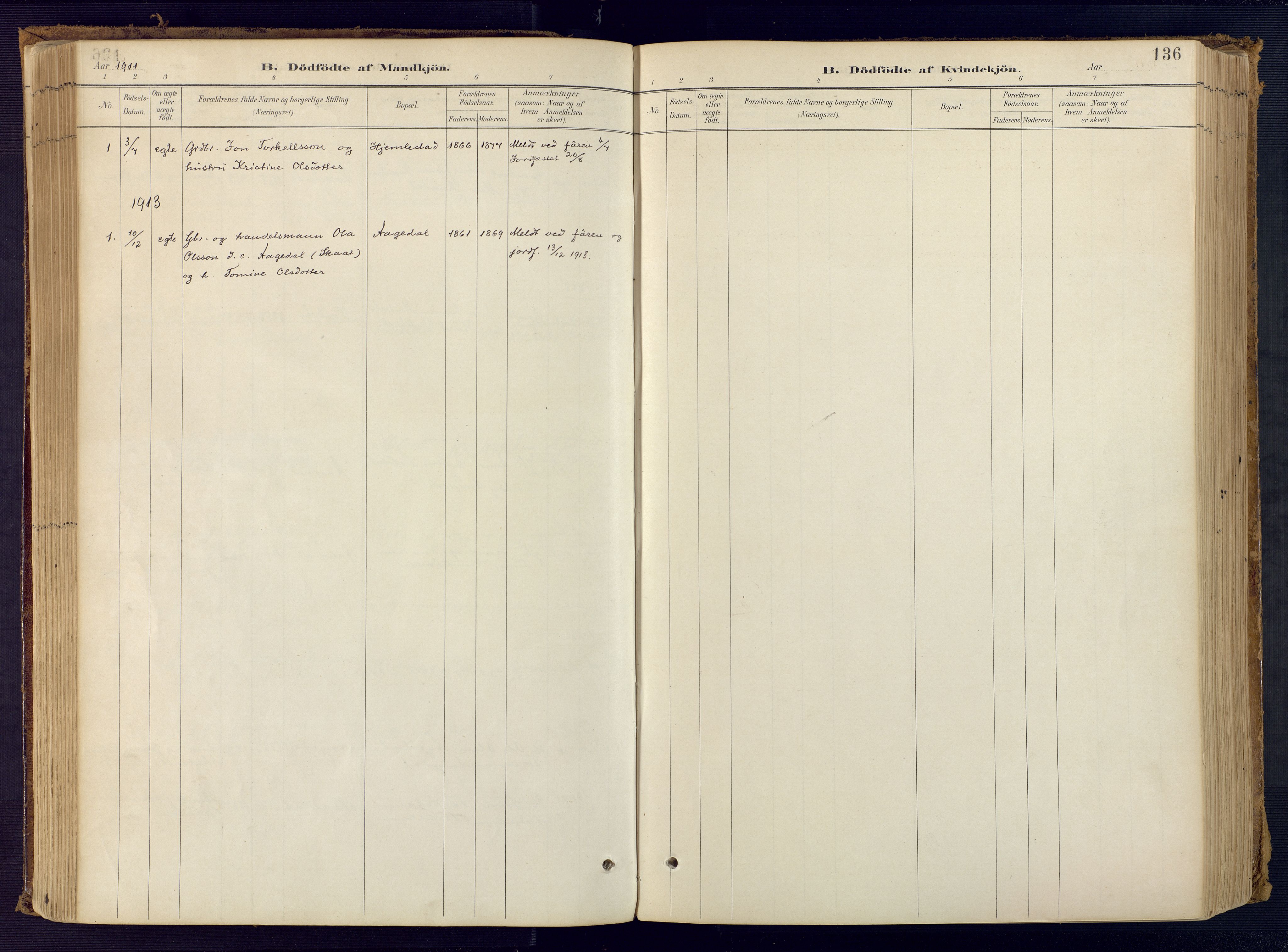 Bjelland sokneprestkontor, AV/SAK-1111-0005/F/Fa/Faa/L0004: Parish register (official) no. A 4, 1887-1923, p. 136